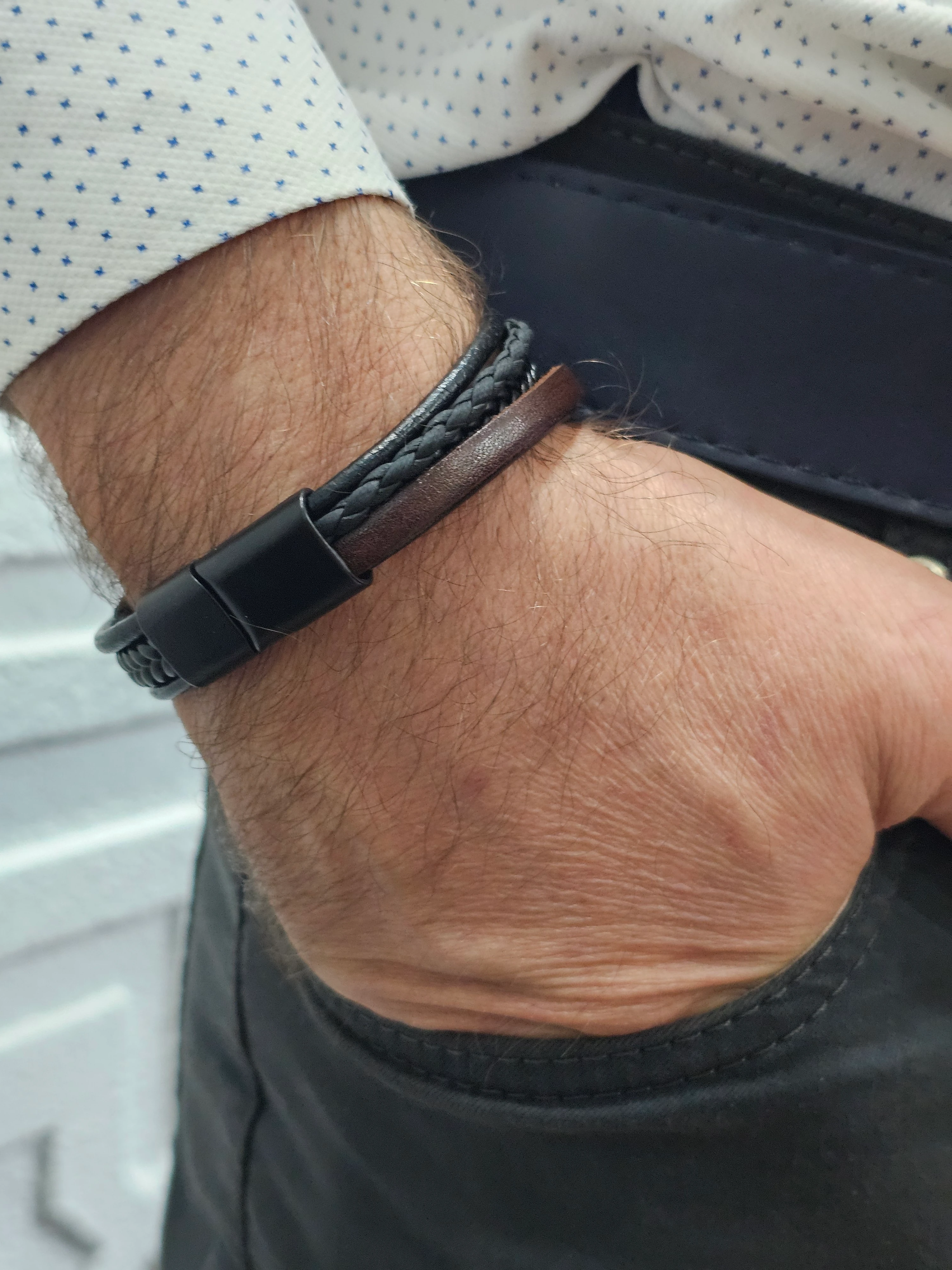 5 Lİ KOMBİN DERİ ERKEK BİLEKLİK MIKNATISLI