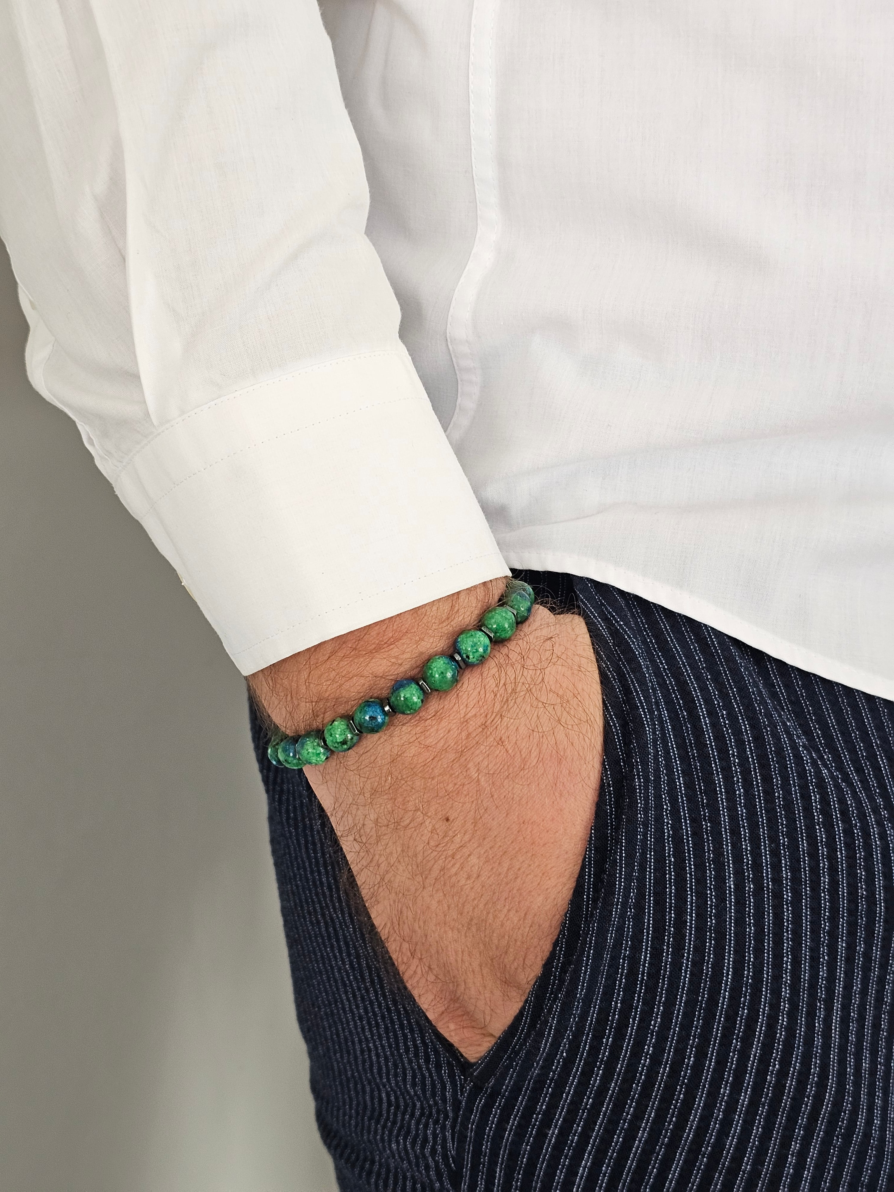 ORJİNAL DOĞAL AZURİT TAŞI BİLEKLİK ERKEK KADIN 