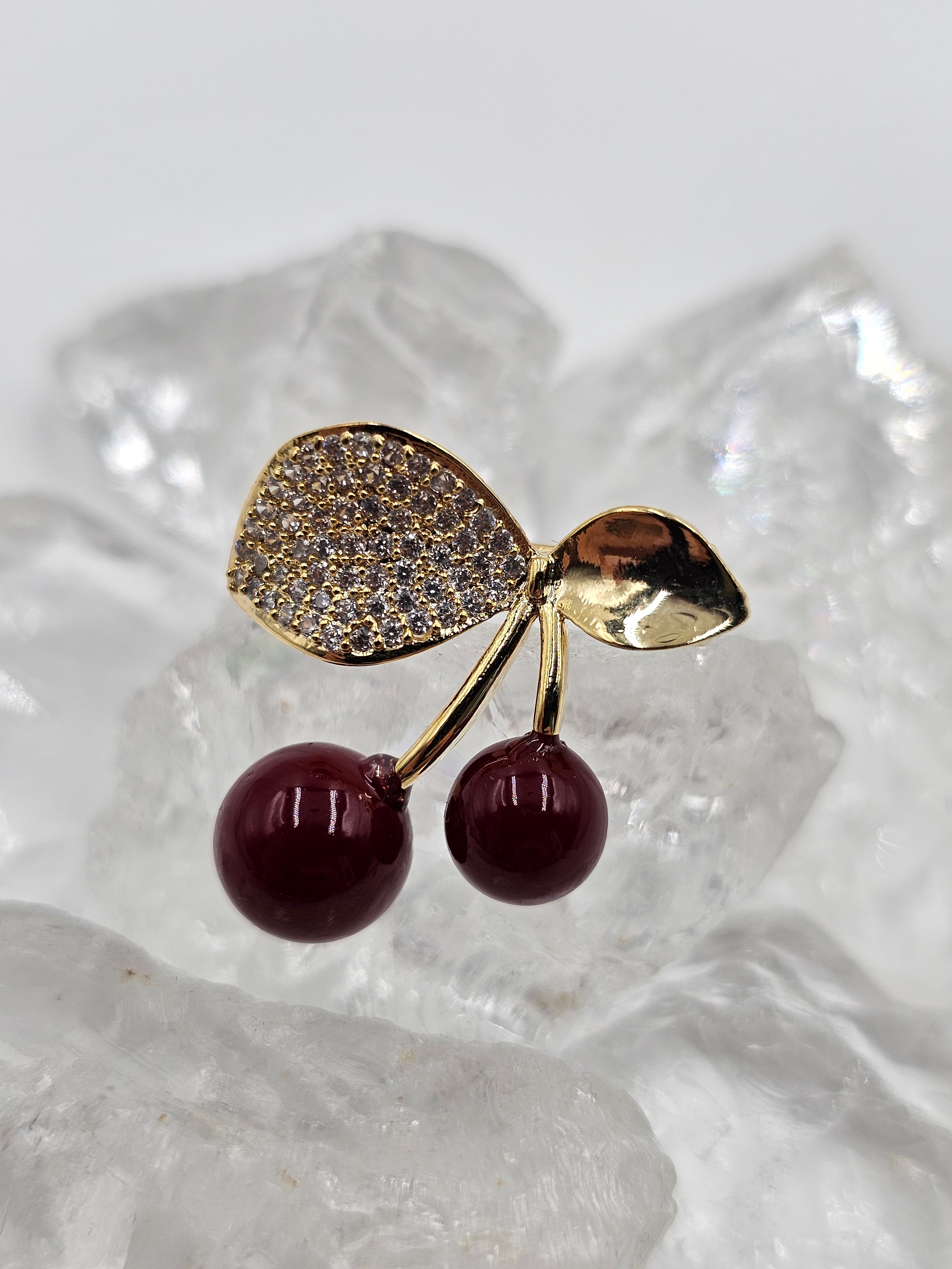 KİRAZ DESENLİ BROŞ KÜÇÜK BOY