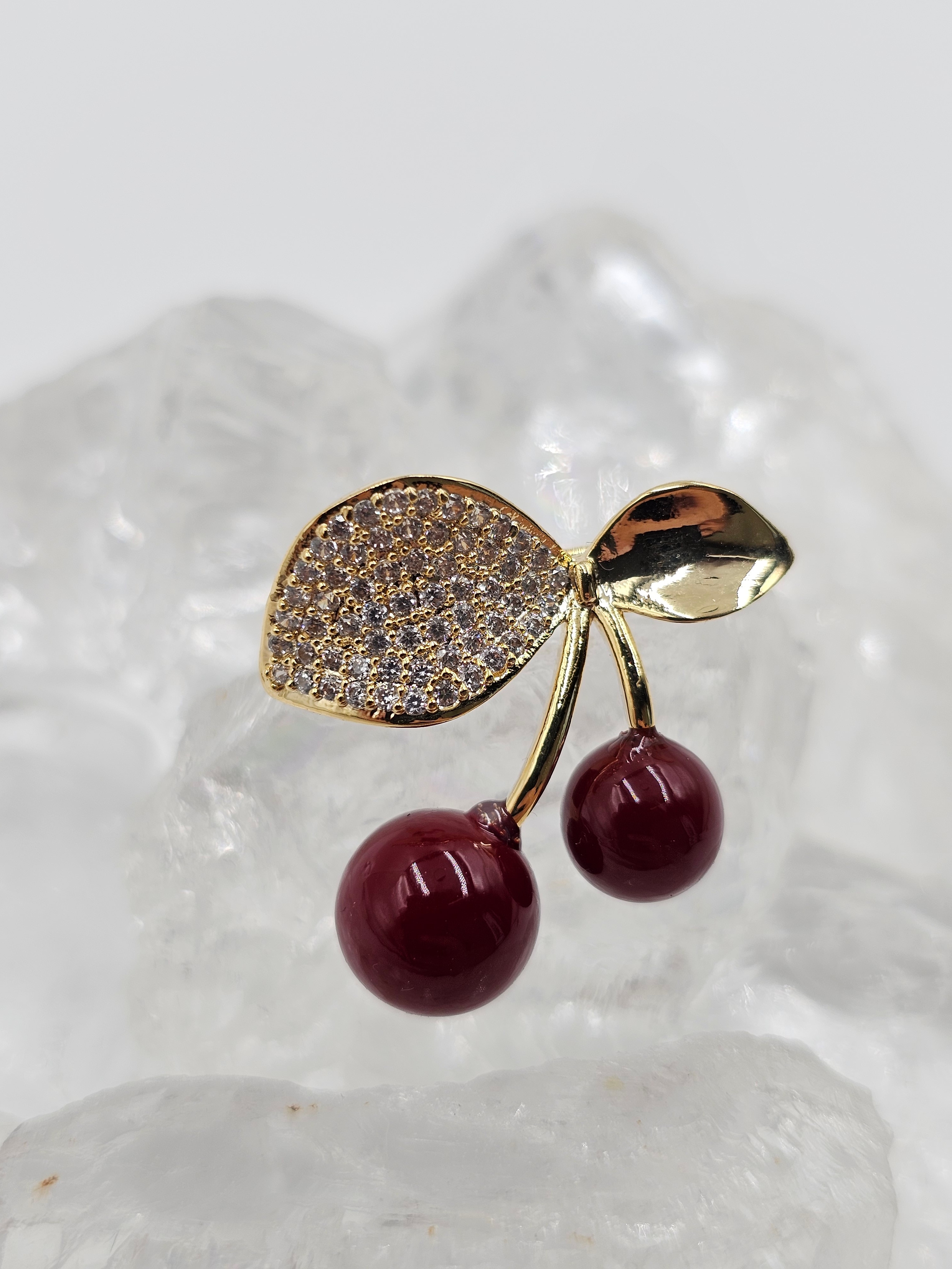 KİRAZ DESENLİ BROŞ KÜÇÜK BOY