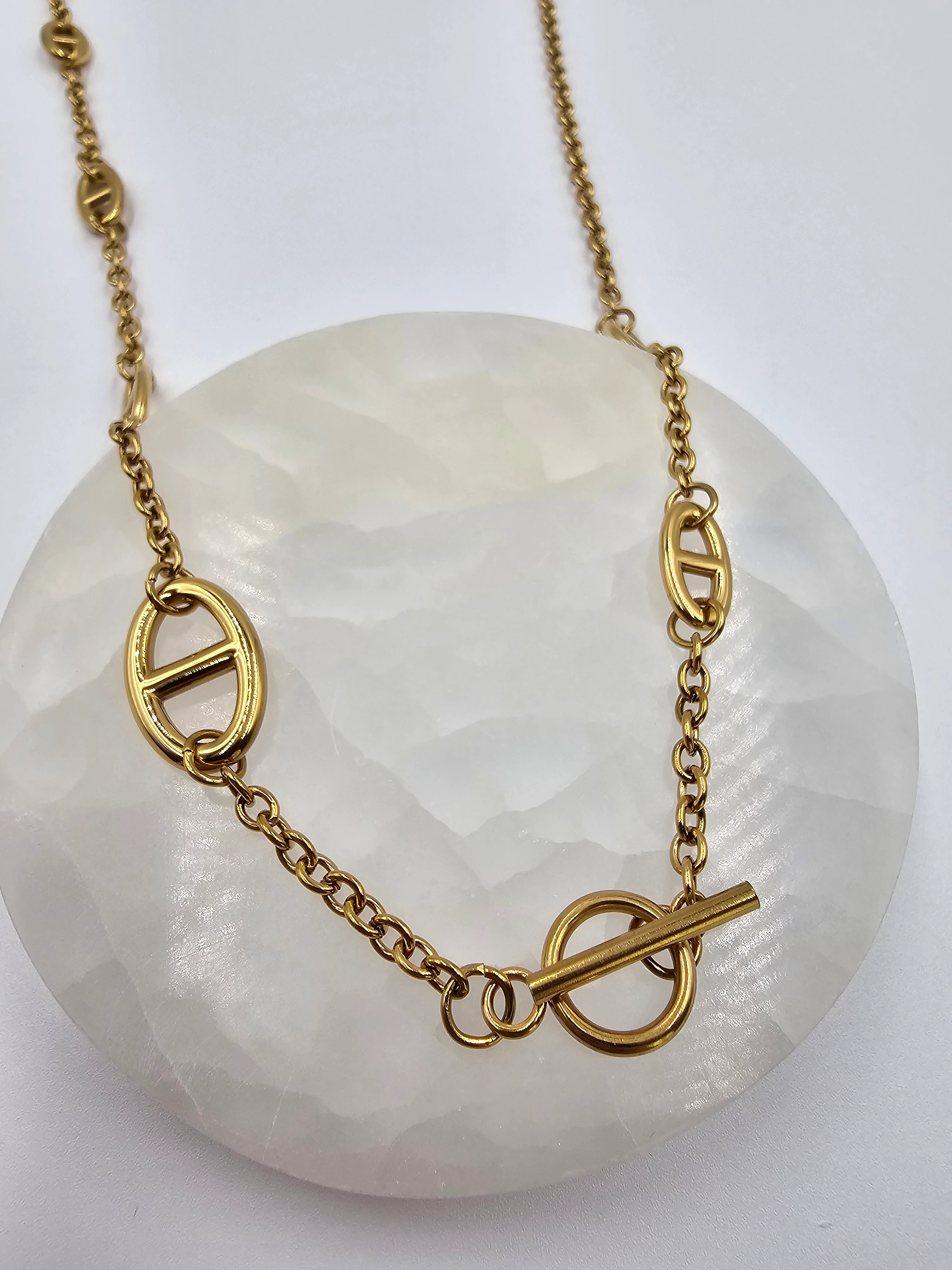 ALTIN VE GÜMÜŞ KAPLAMA 60CM KALIN ÇELİK ZİNCİR KOLYE 