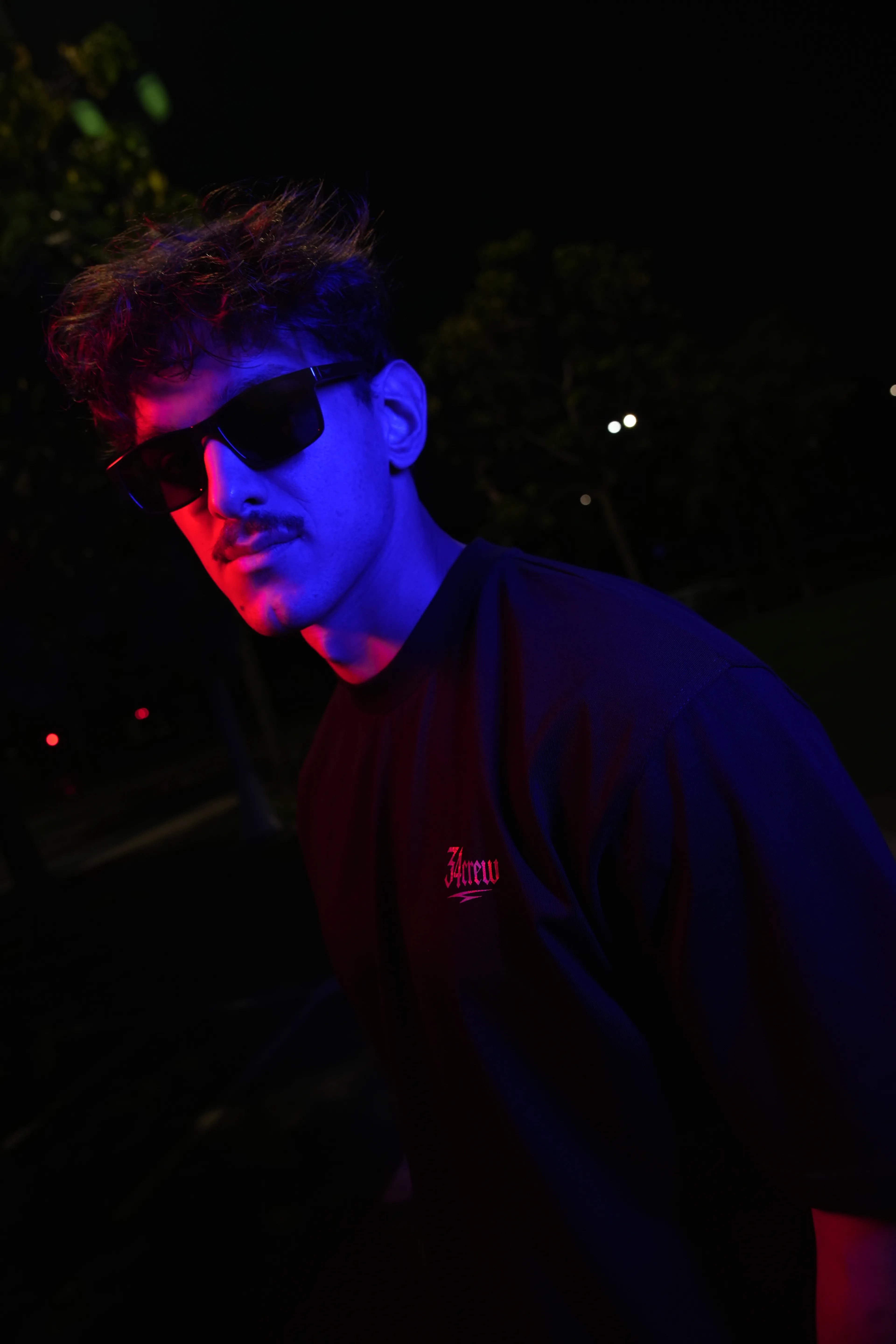 TECHNO 34CREW Renkli Reflektör Baskılı Crop T-shirt