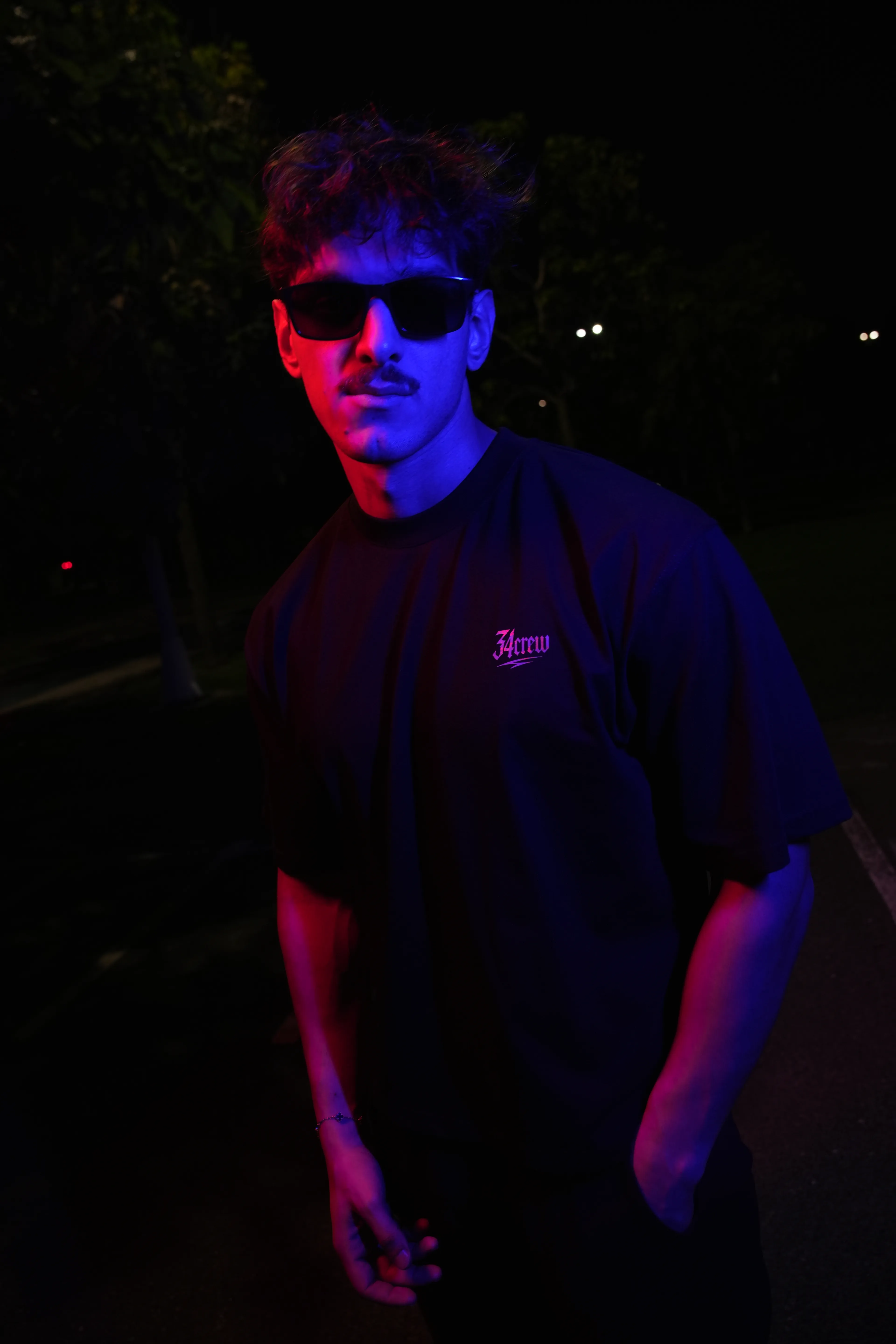 TECHNO 34CREW Renkli Reflektör Baskılı Crop T-shirt