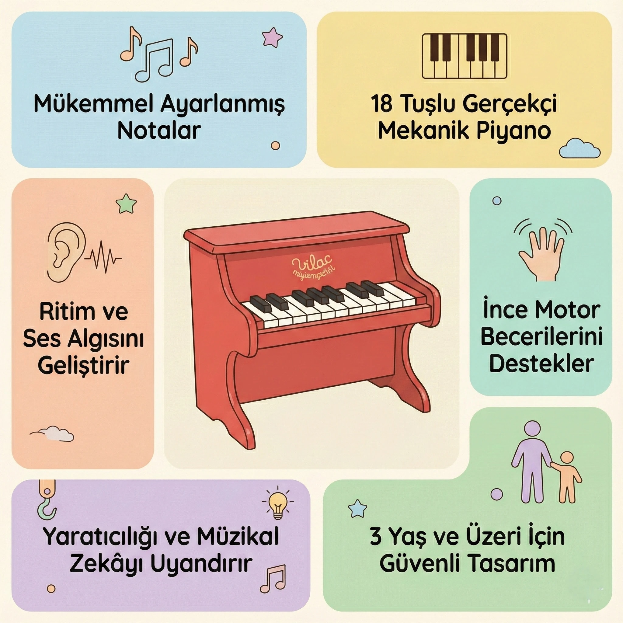 Kırmızı Mini Piyano