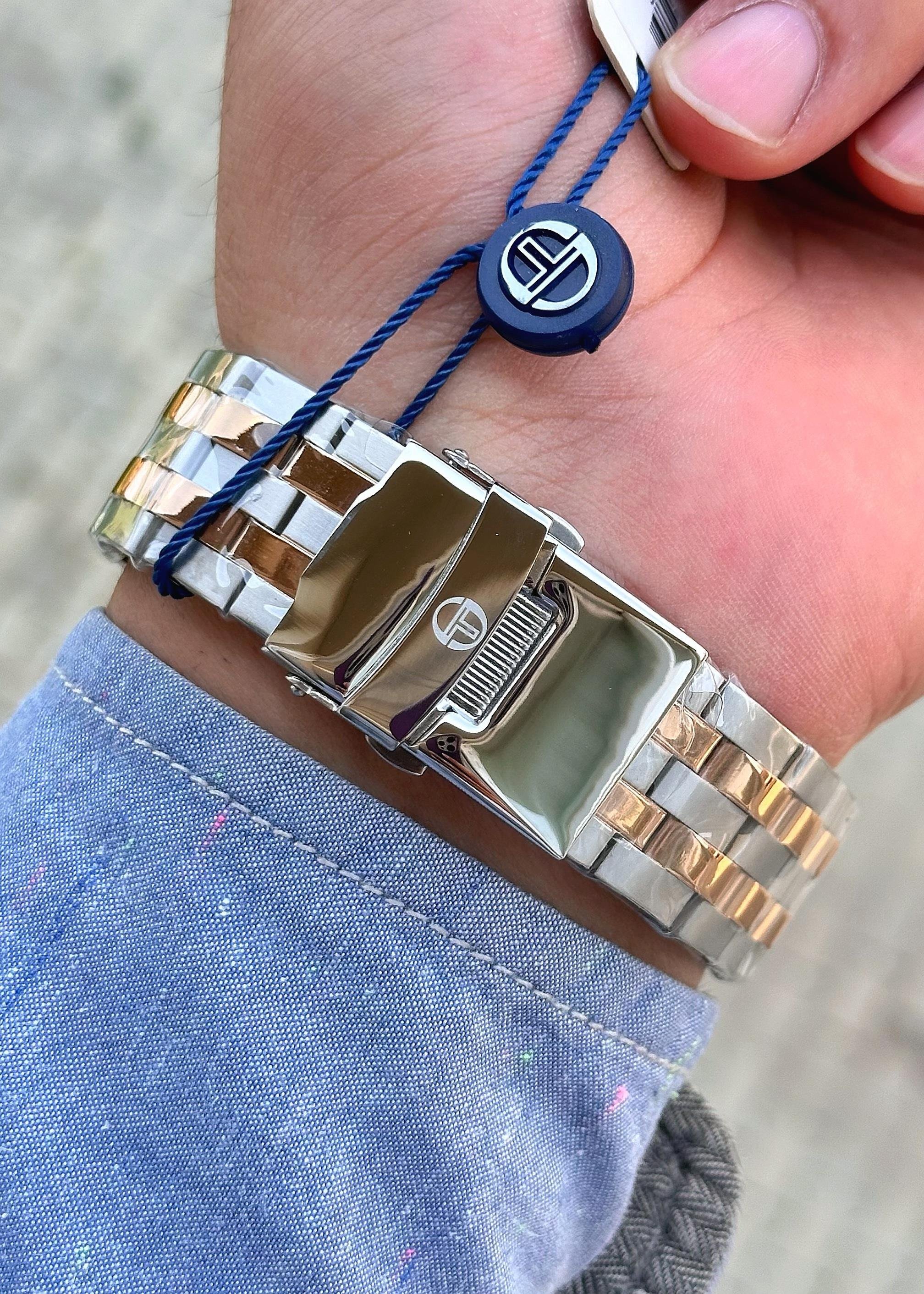 Sergio Tacchini İki Renk Çelik Kordon Erkek Kol Saati
