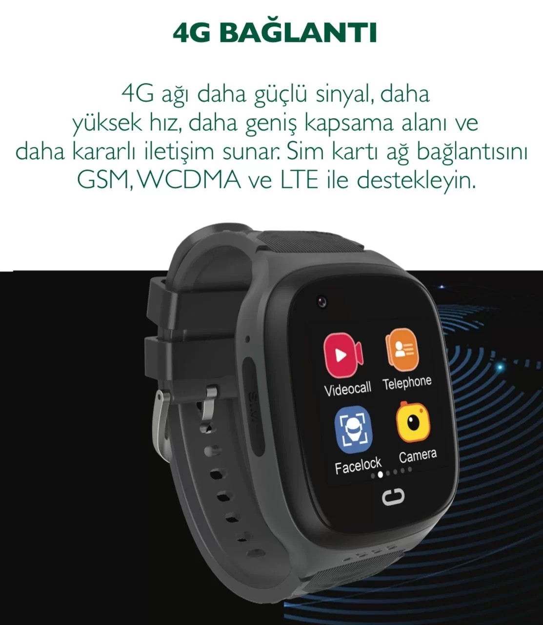 SLAZENGER SL.09.2158.5.06 Siyah Renk Çocuk Akıllı Saat Gprs Kameralı Sim Kartlı Sos Arama 4G
