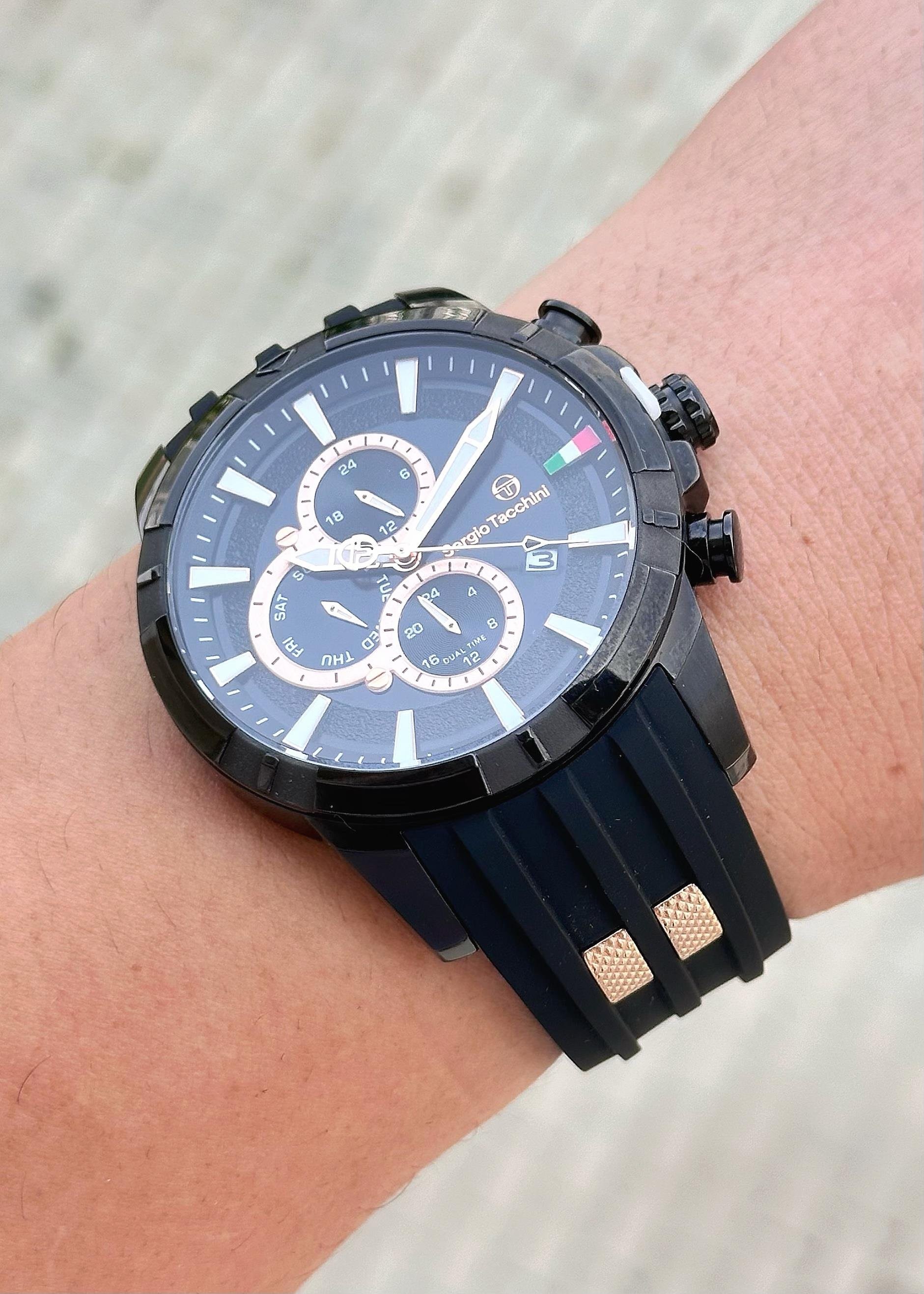 Sergio Tacchini Siyah Silikon Kordon Erkek Kol Saati