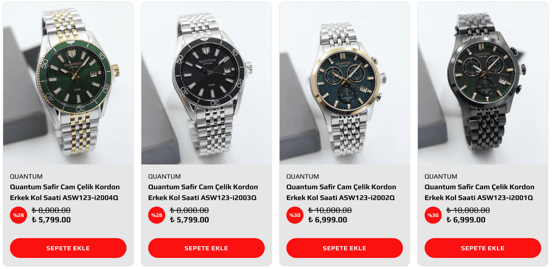Quantum Safir Cam Çelik Kordon Erkek Kol Saati| Aswatch