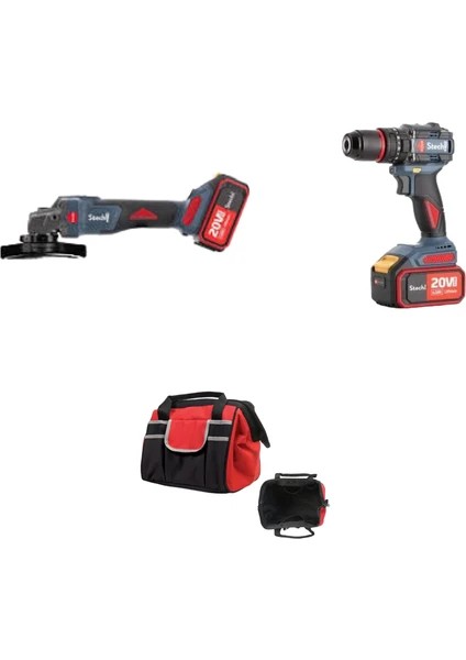 STECHEND Akülü Avuç Taşlama + STECHEND Akülü Darbeli Matkap SX22 2 * 4.0Ah