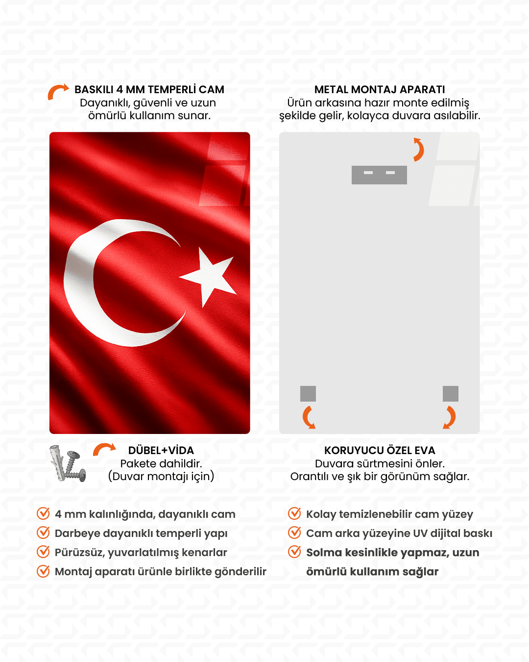 Türk Bayrağı Cam Tablo - 101