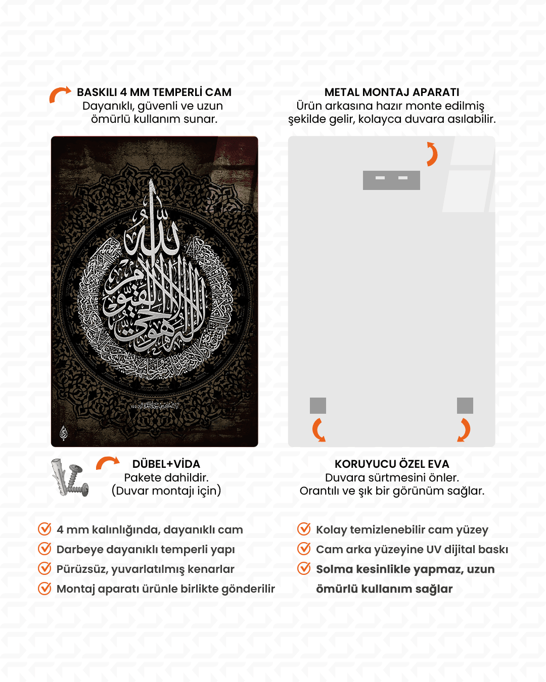 Ayetel Kürsi - Dini Cam Tablo - 101