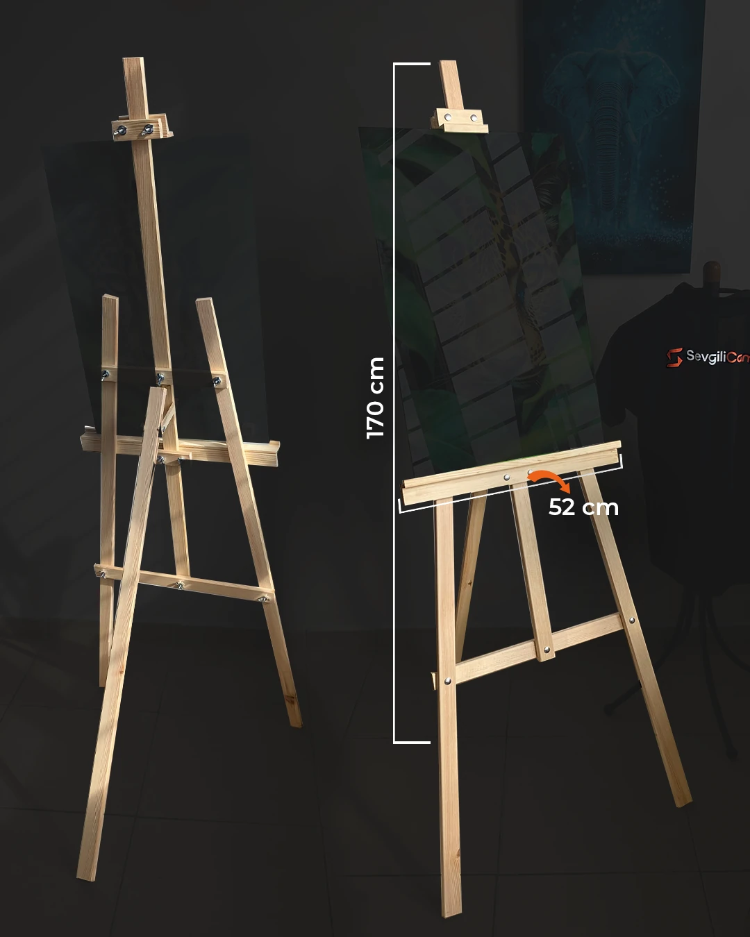 Şövale - Cam Tablo Eser Sehpası