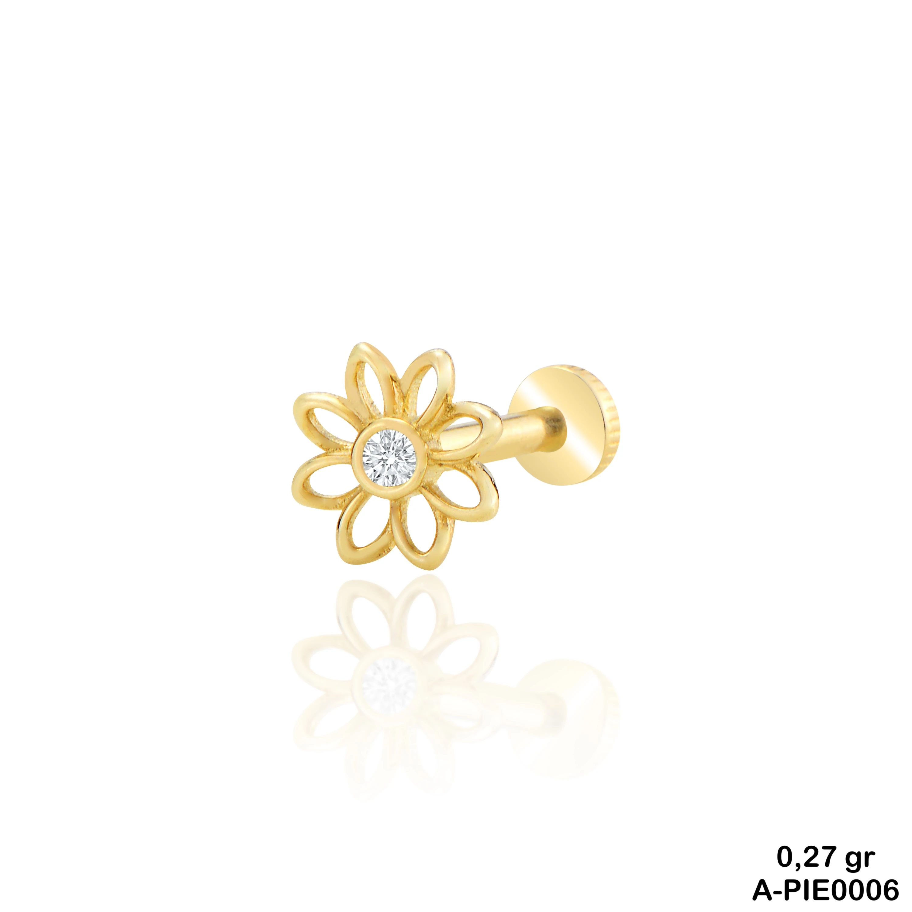 Çiçek Figür Altın Piercing