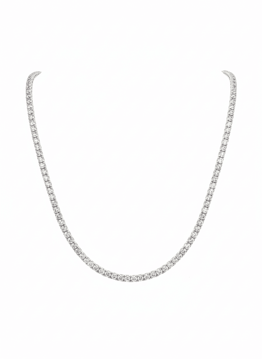 14K White Gold Diamond-Studded Essenza Tennis Necklace