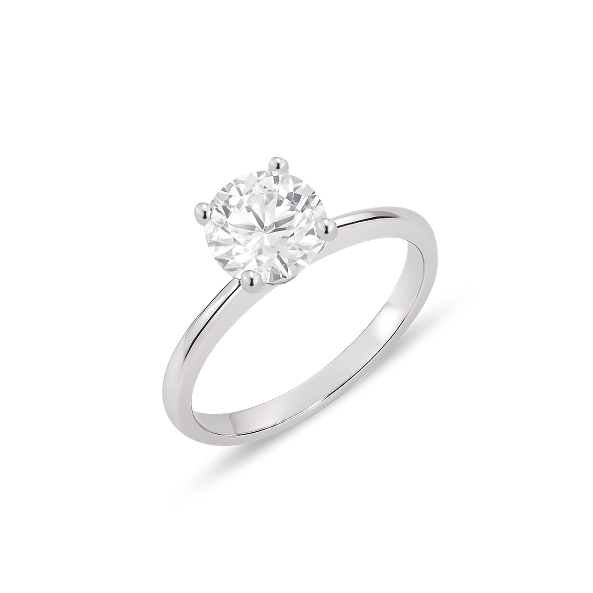 Solitaire Diamond 14K White Gold Ring