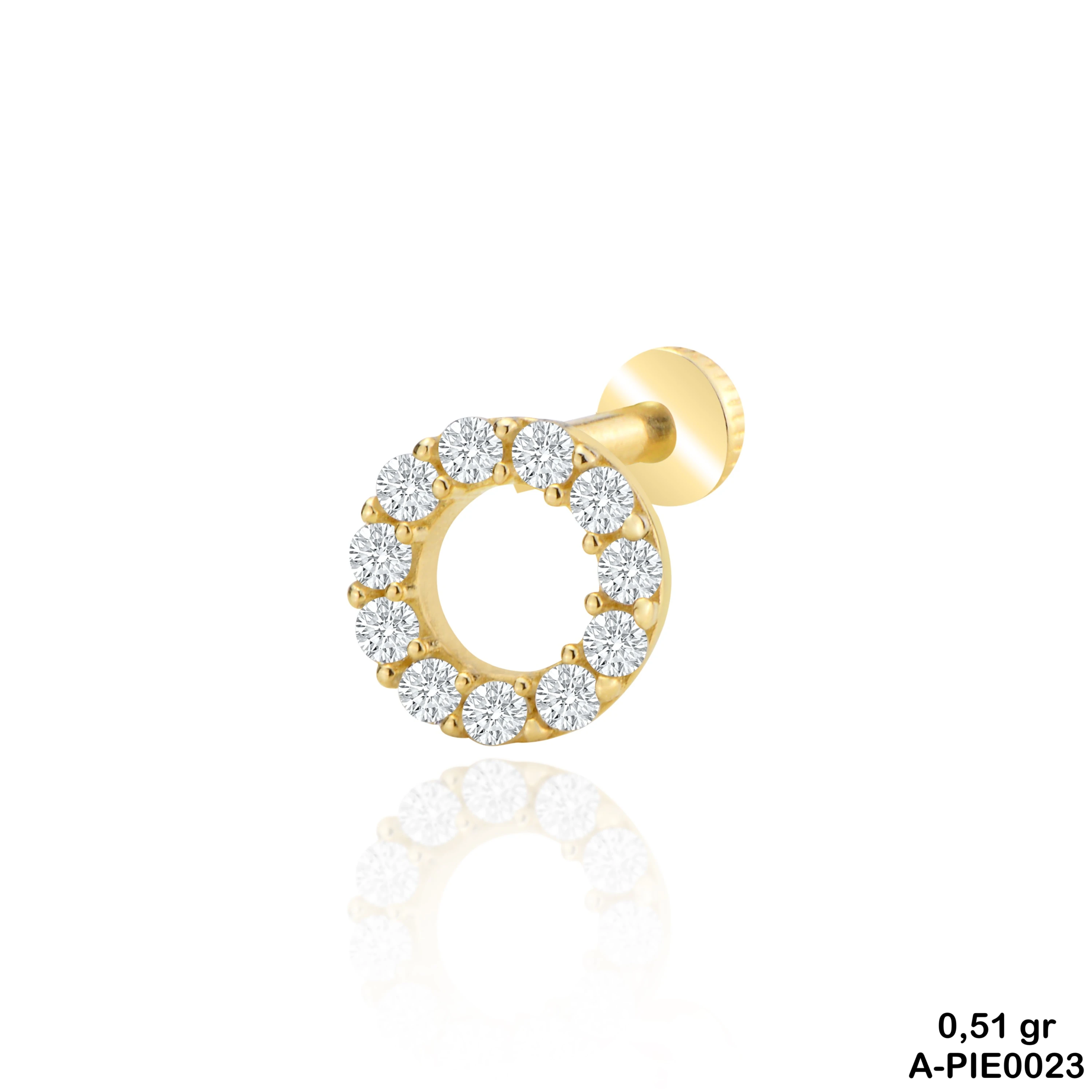 Yuvarlak Altın Tragus Piercing