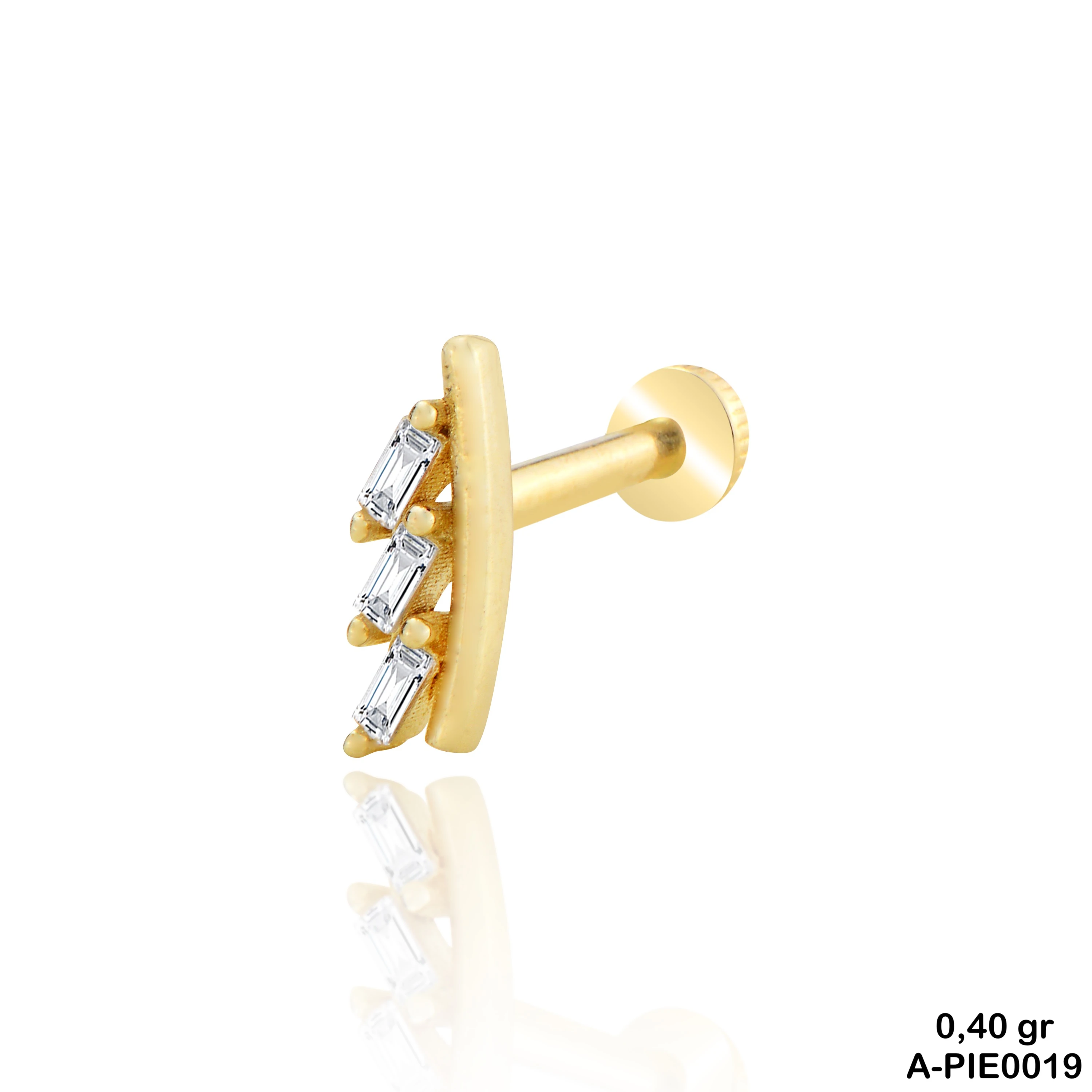 Baget Taşlı Altın Piercing
