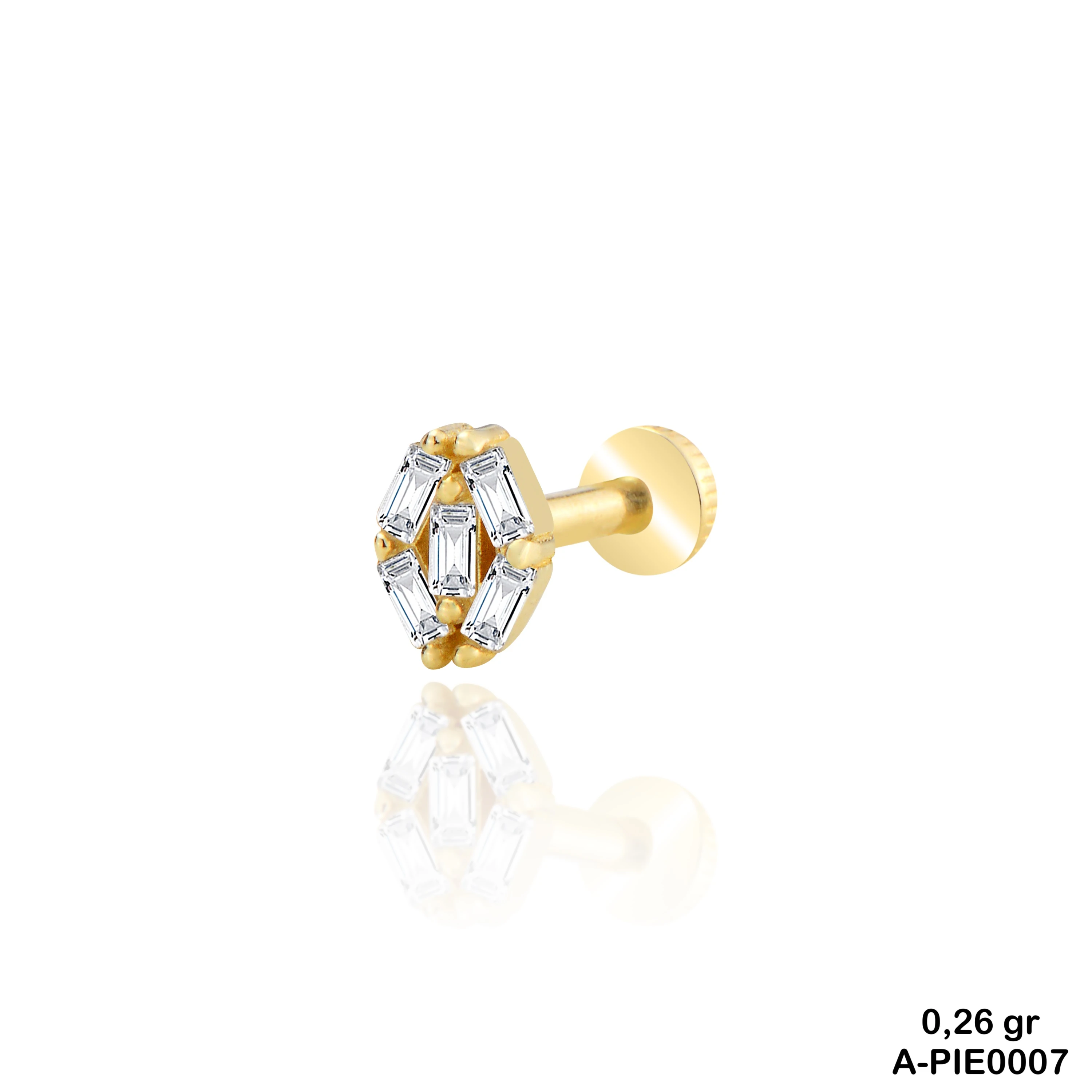 Baget Taşlı Altın Piercing