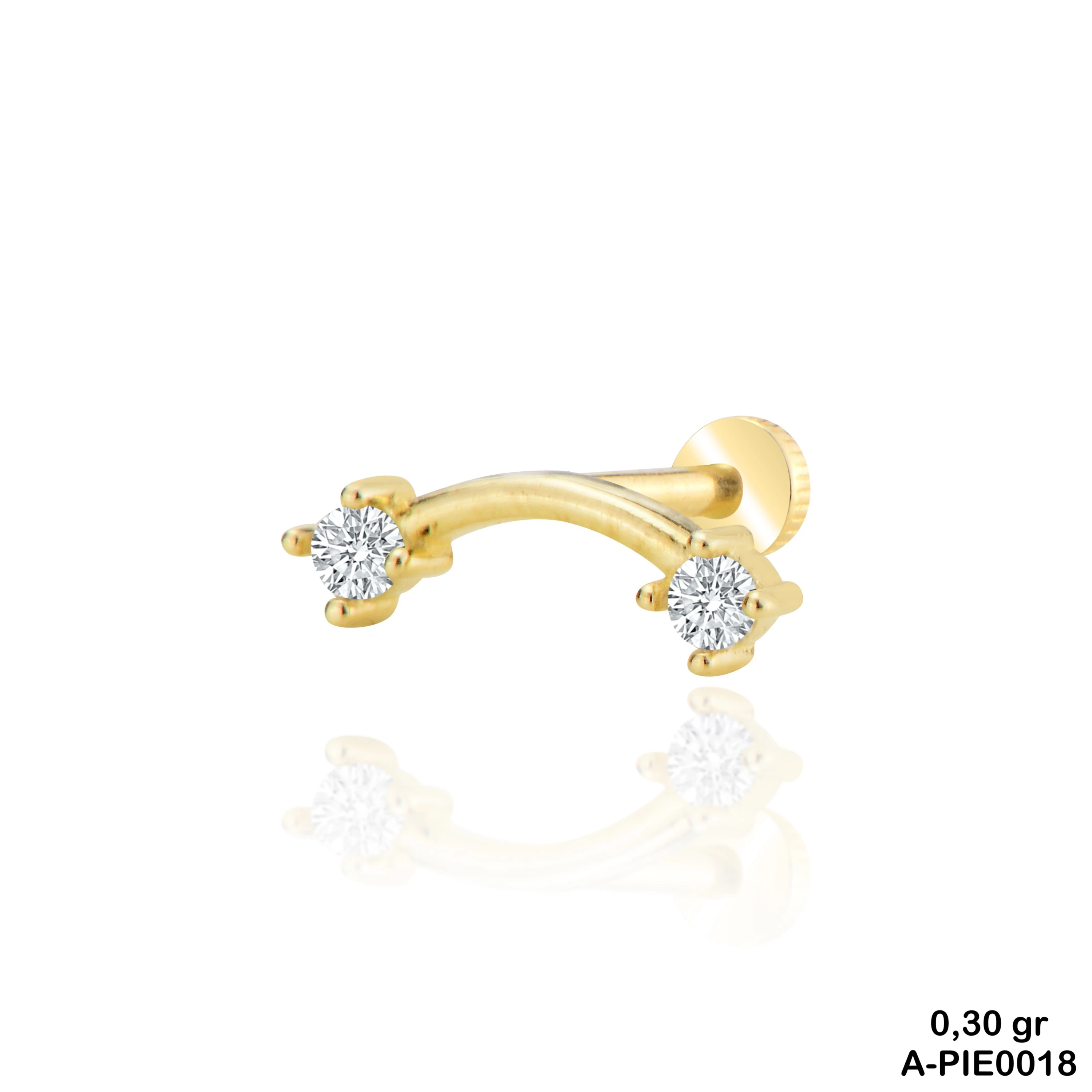 Taşlı Altın Helix Piercing