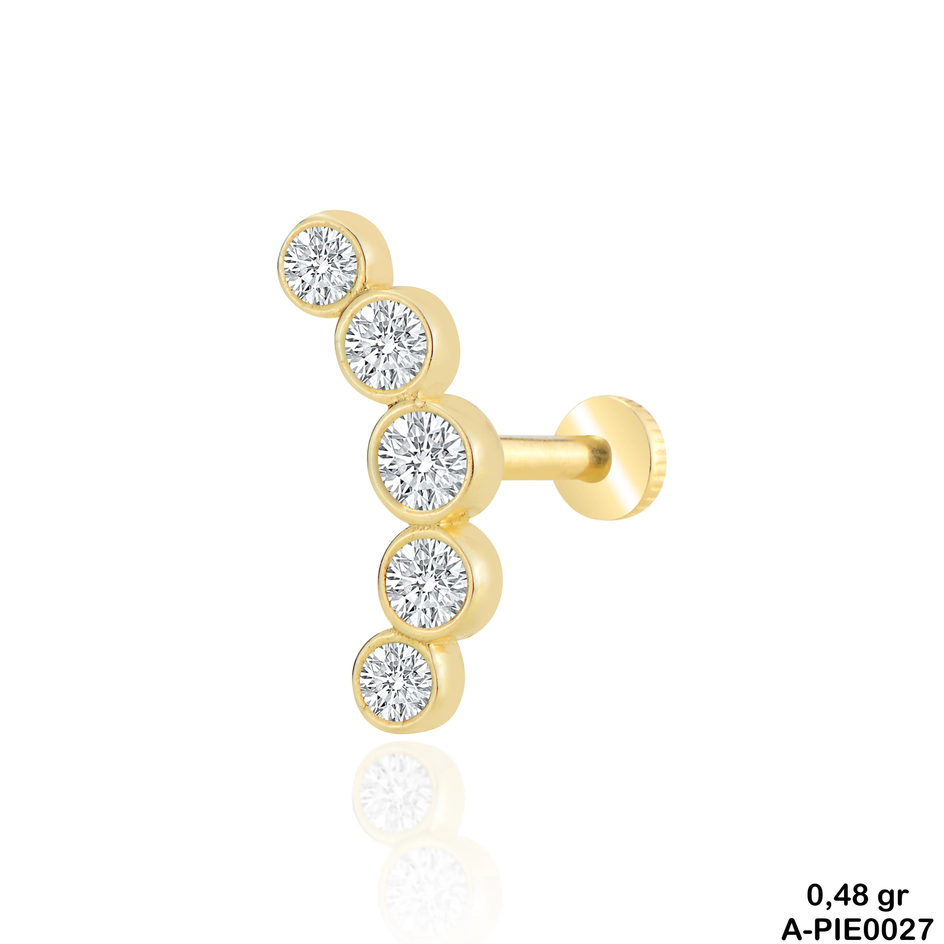 5 Taşlı Altın Helix Piercing