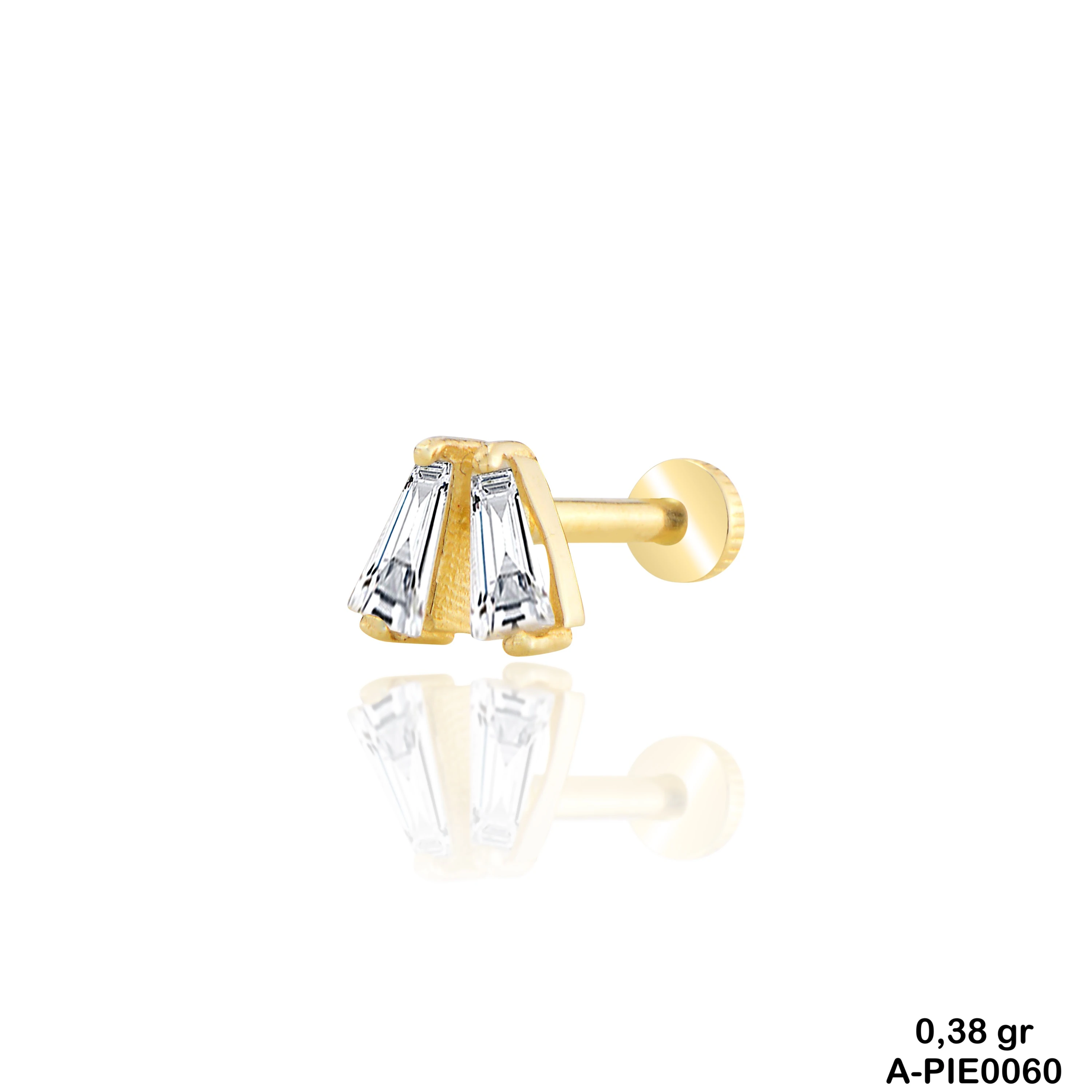 Baget Taşlı Altın Tragus Piercing