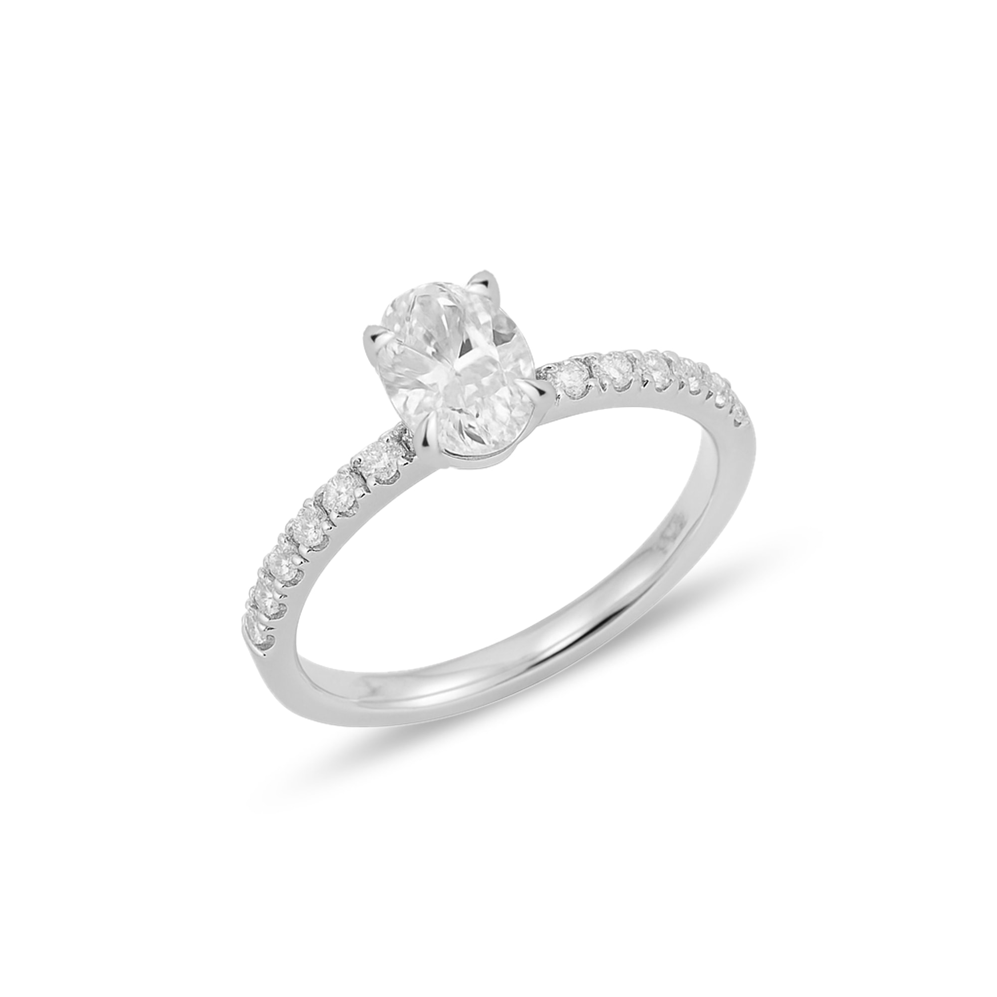 Oval Solitaire Diamond 14K White Gold Ring