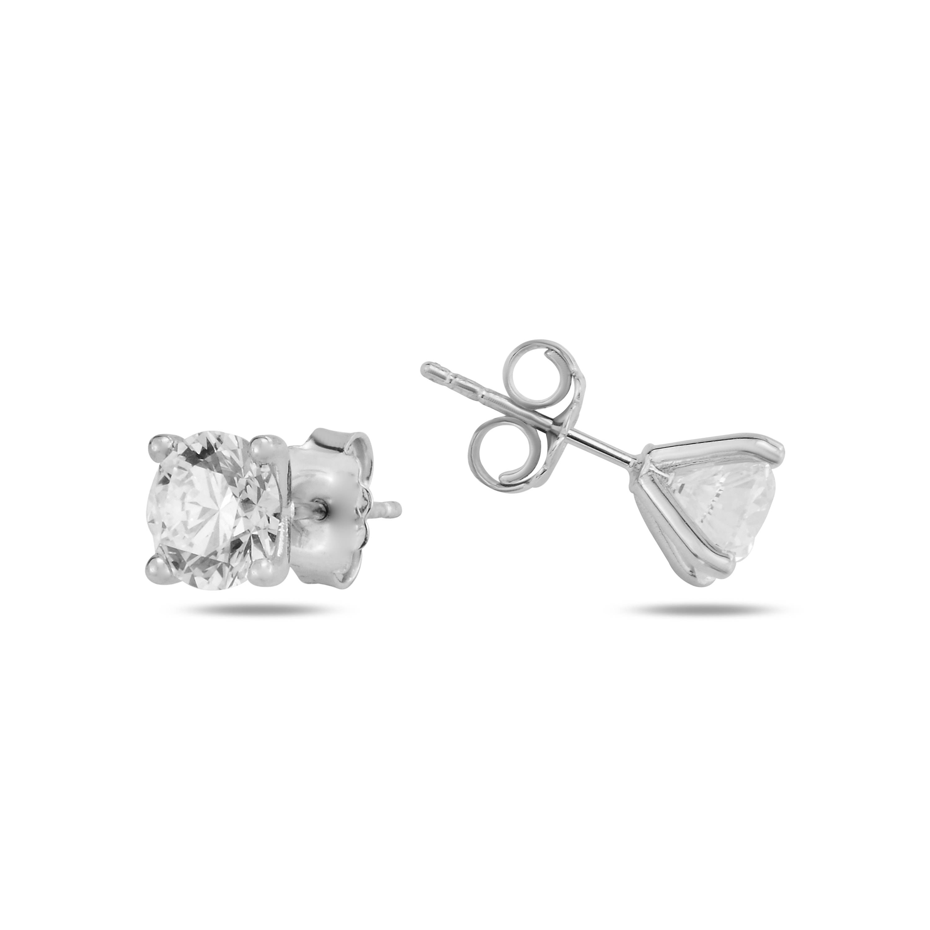 Classic Solitaire Diamond 14K White Gold Earrings