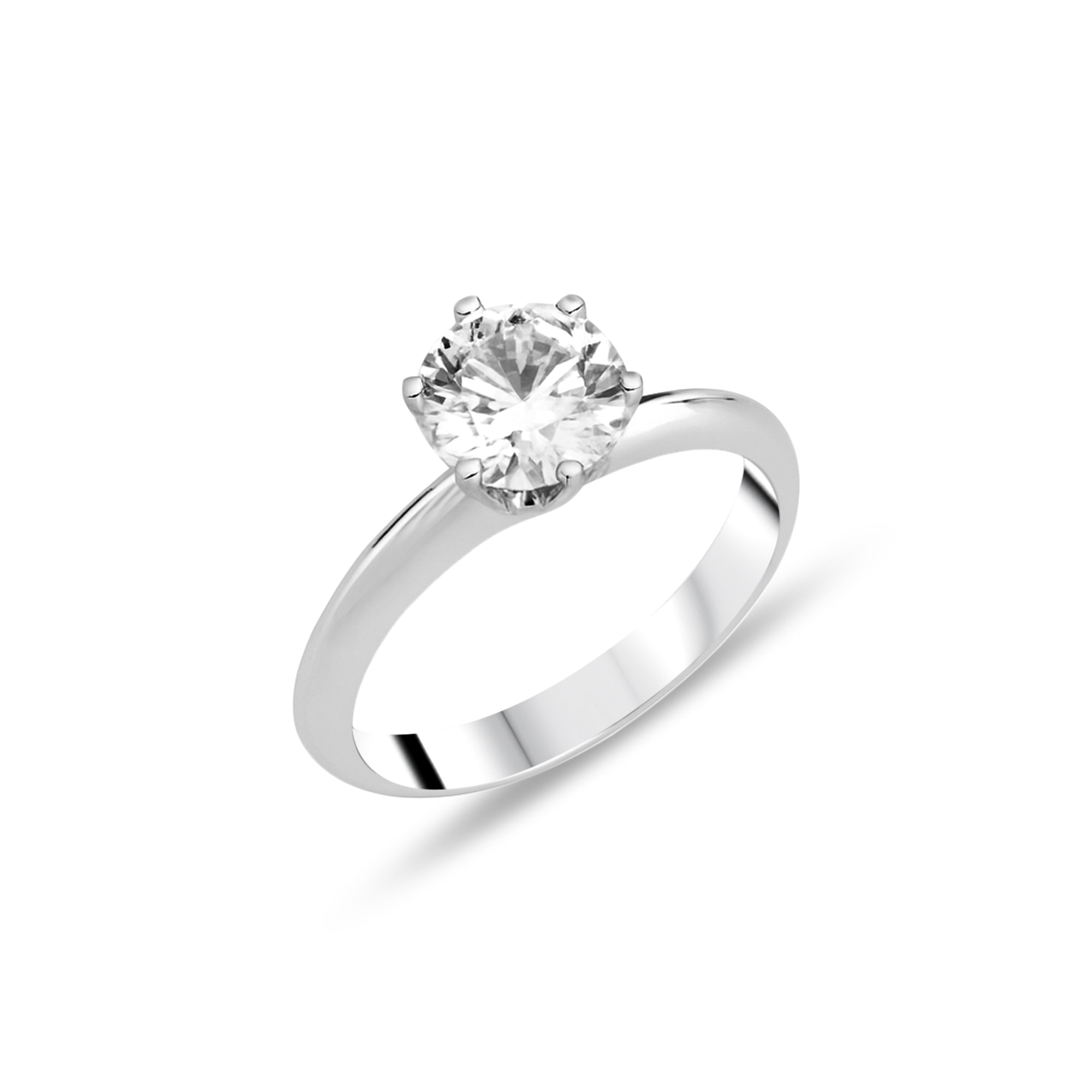 6-Prong Solitaire Diamond 14K White Gold Ring