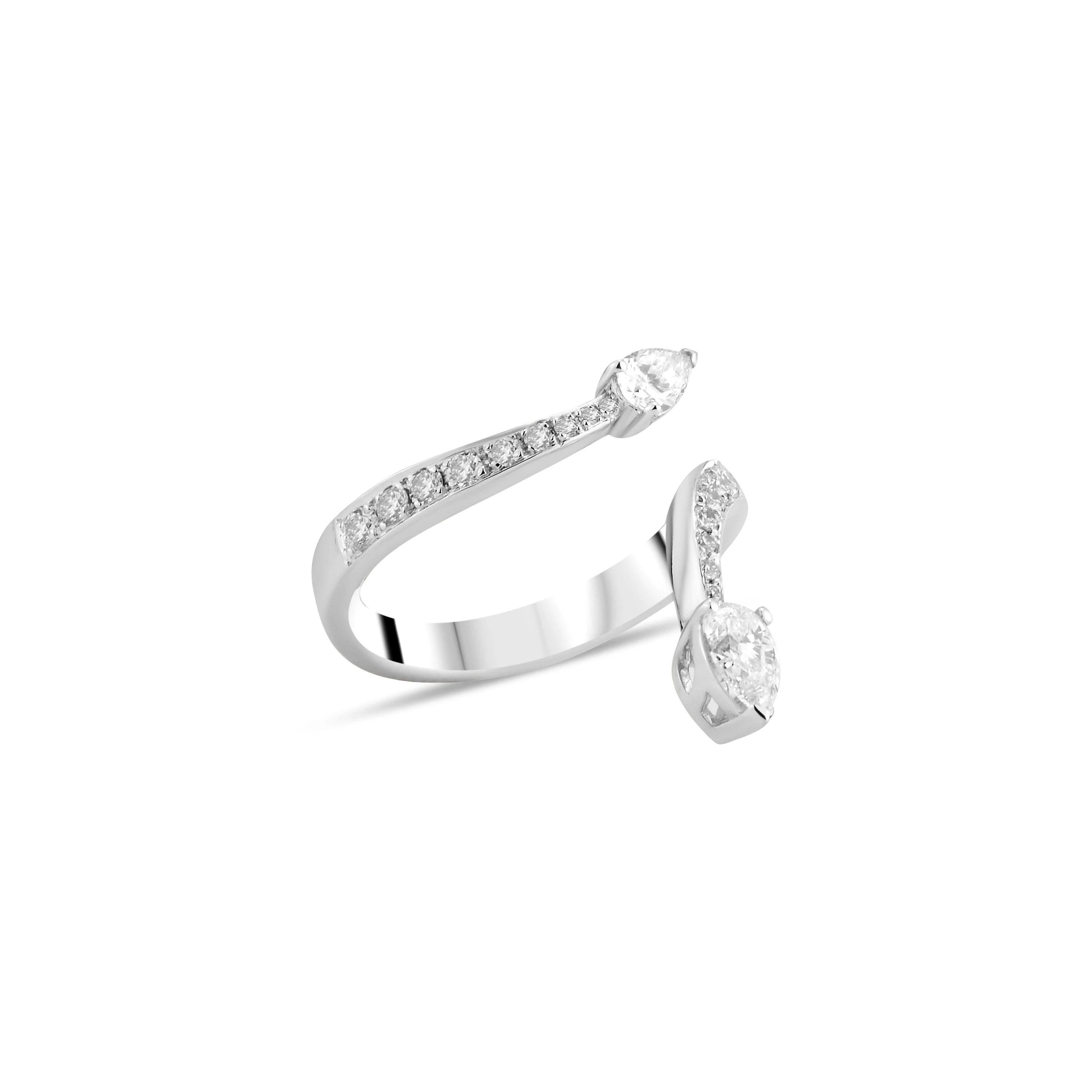 Spiral Teardrop Diamond 14K White Gold Ring