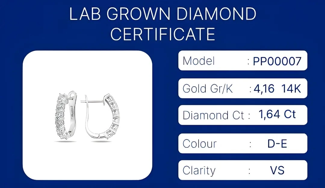 14K White Gold Lab Grown Diamon-Studded Oval Hoop Earrings