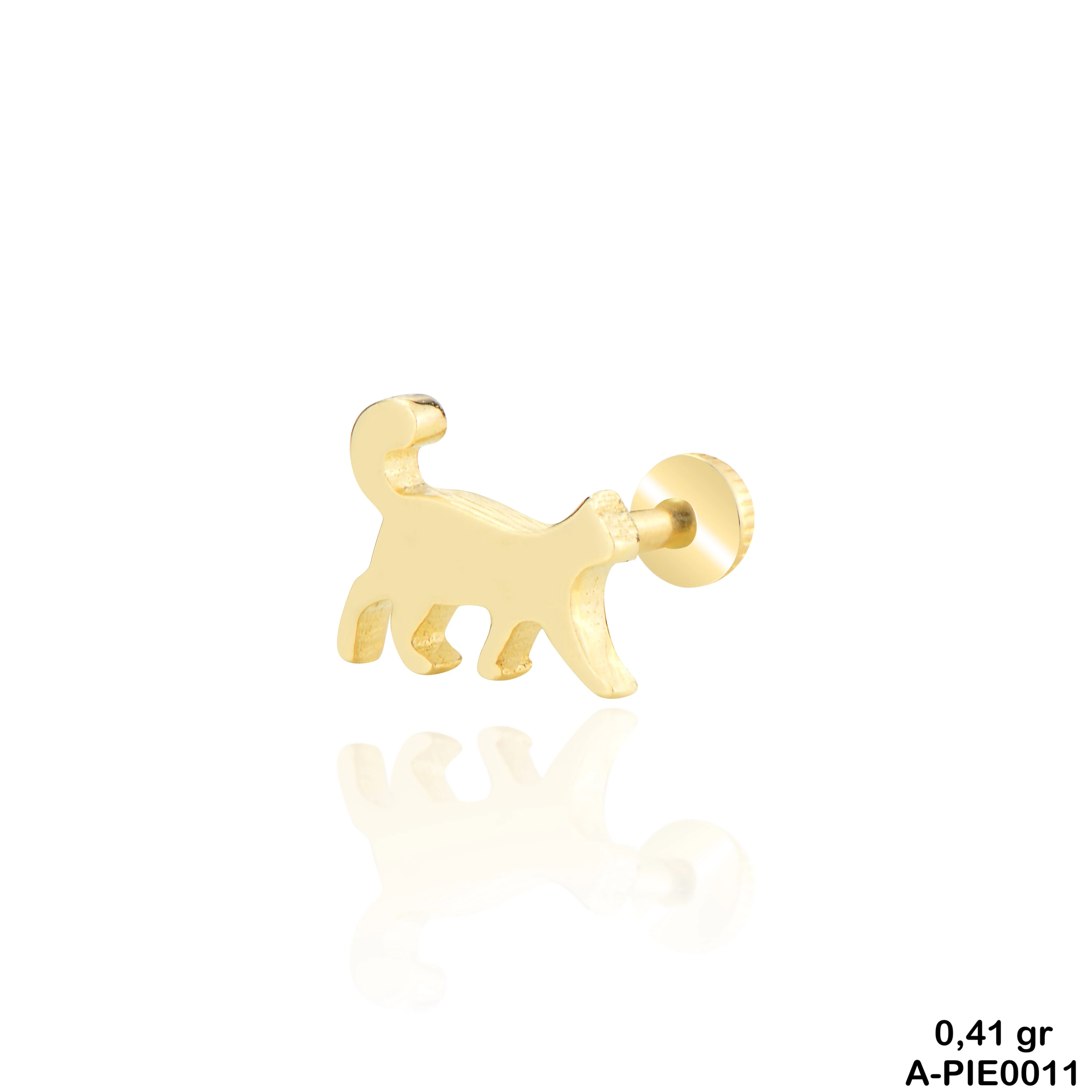 Kedi Figür Altın Piercing