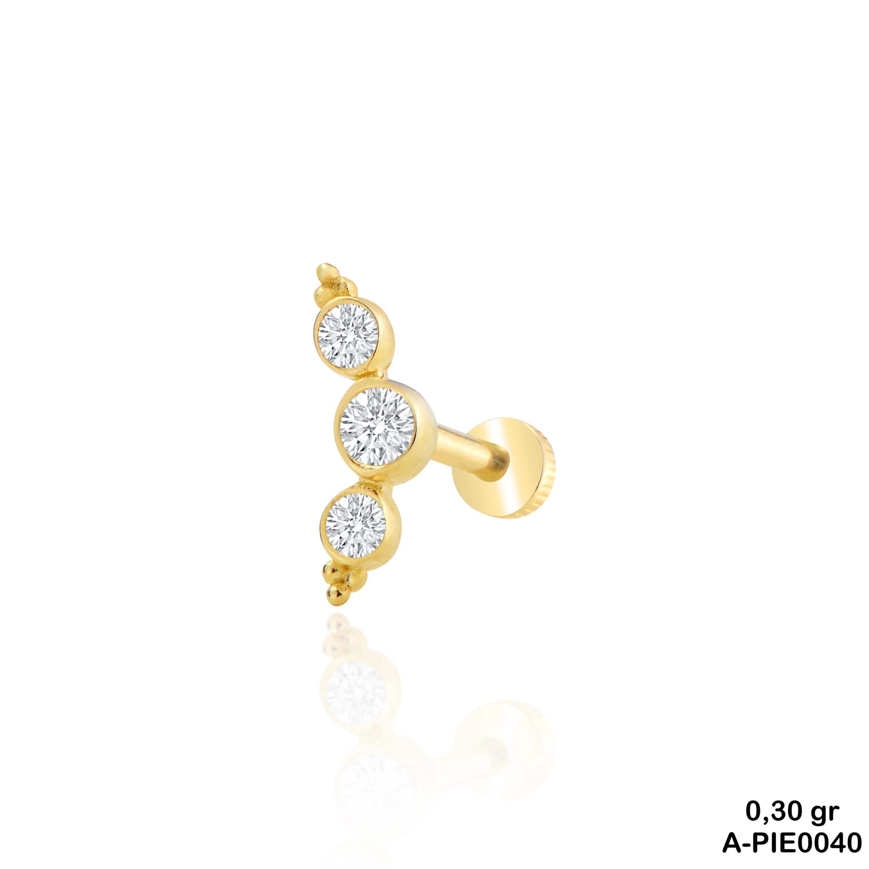 Taşlı Altın Helix Piercing