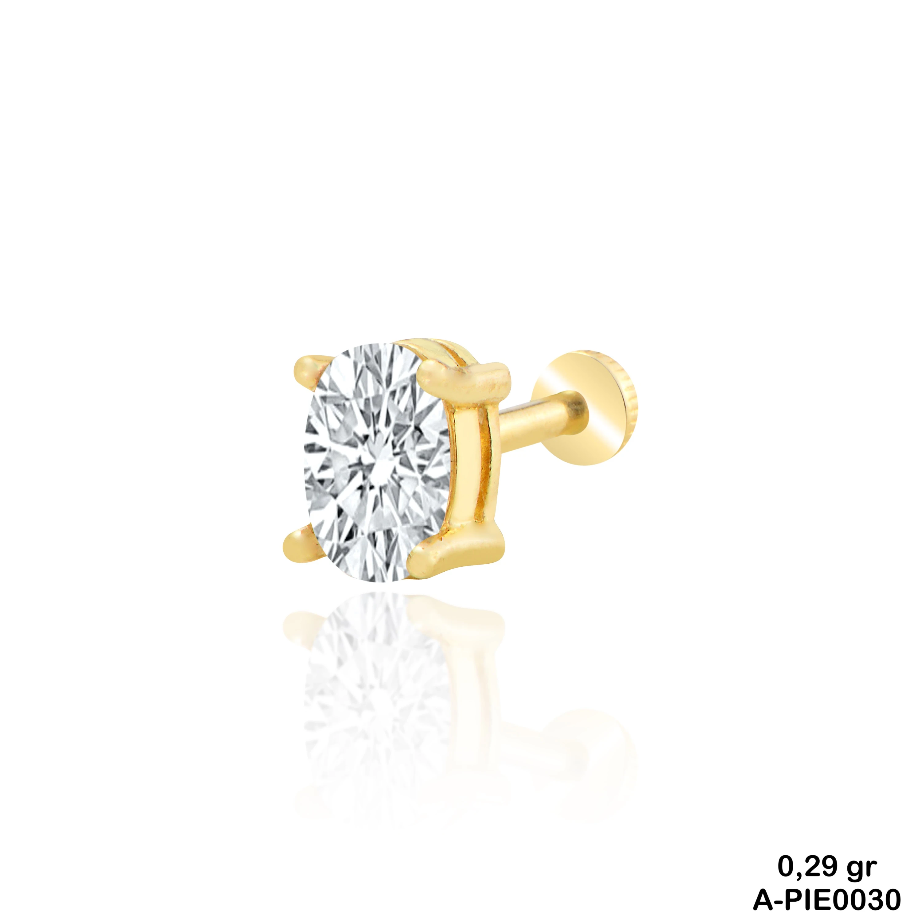 Tektaş Oval Altın Piercing