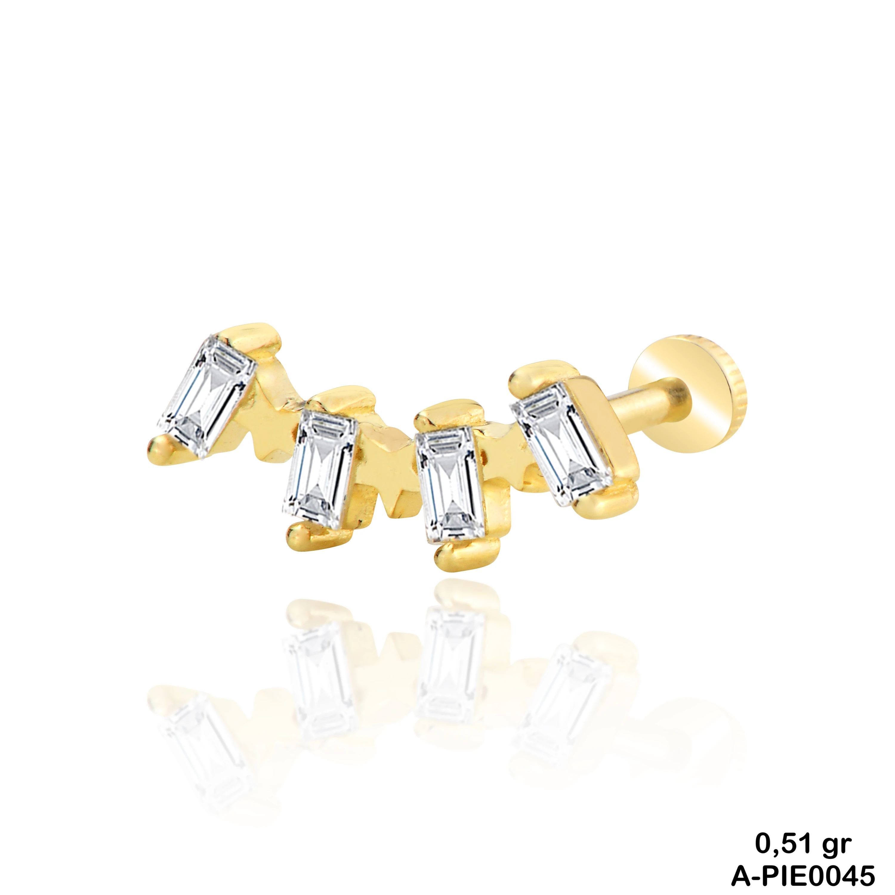 Baget Taşlı Altın Helix Piercing