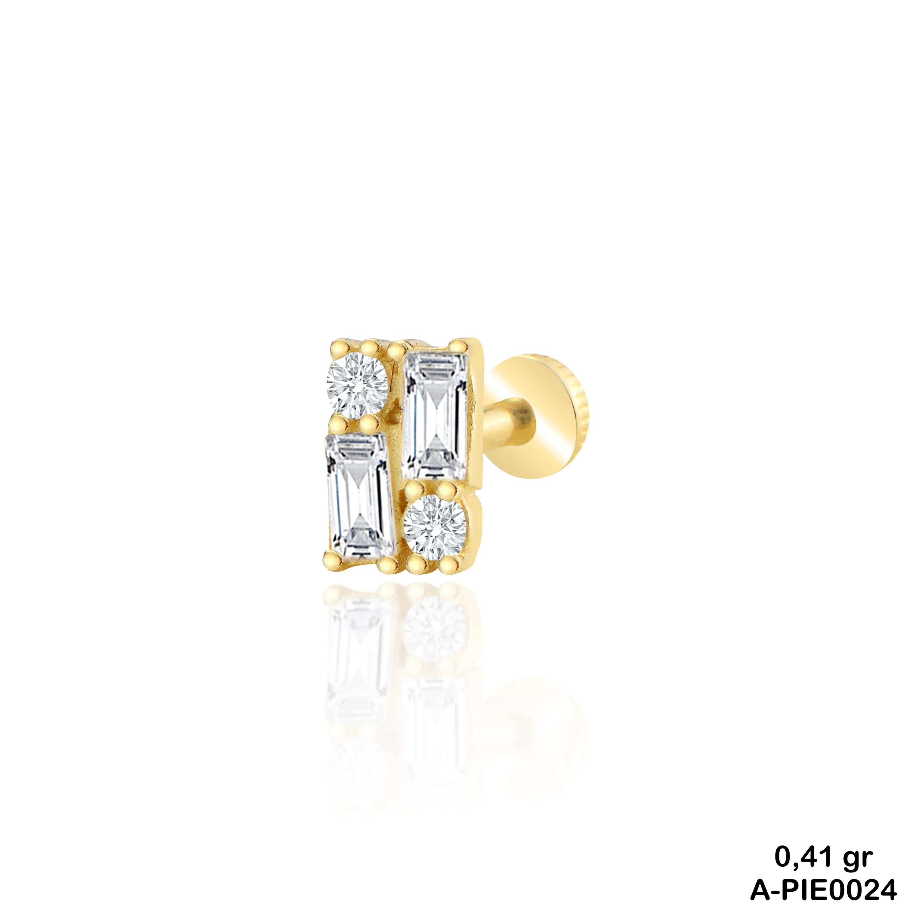 Baget Taşlı Altın Tragus Piercing