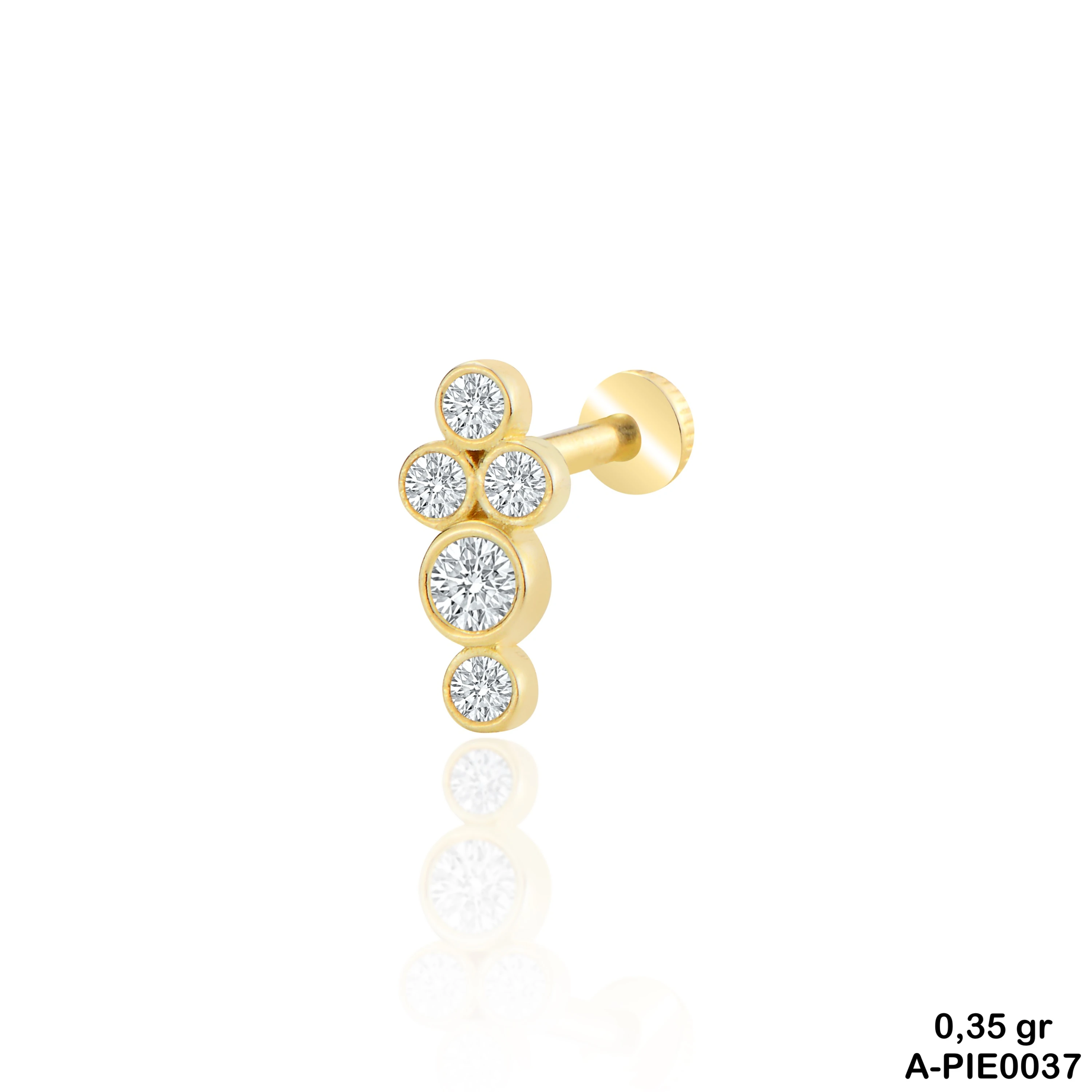 Taşlı Altın Tragus Piercing