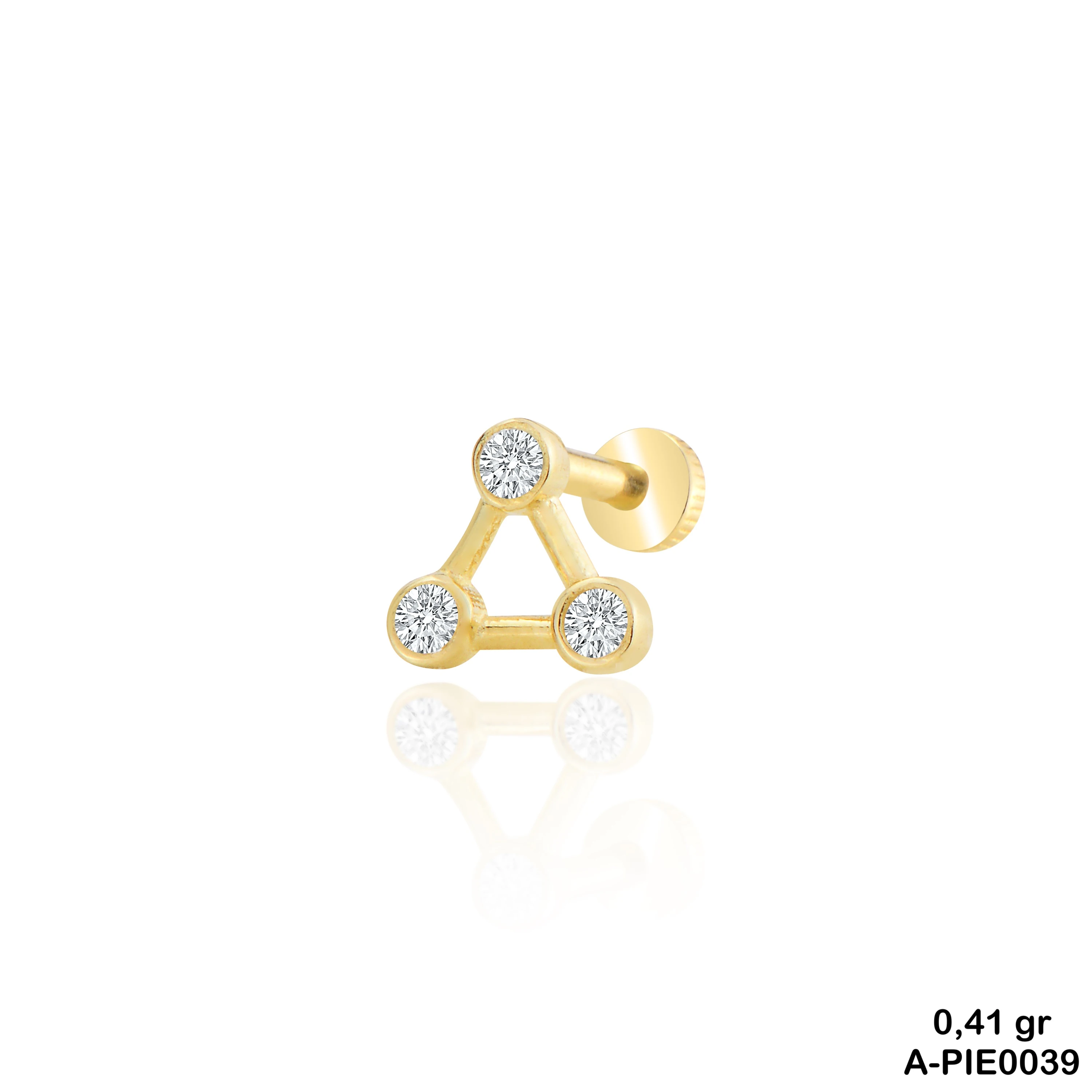 Üçgen Taşlı Altın Piercing