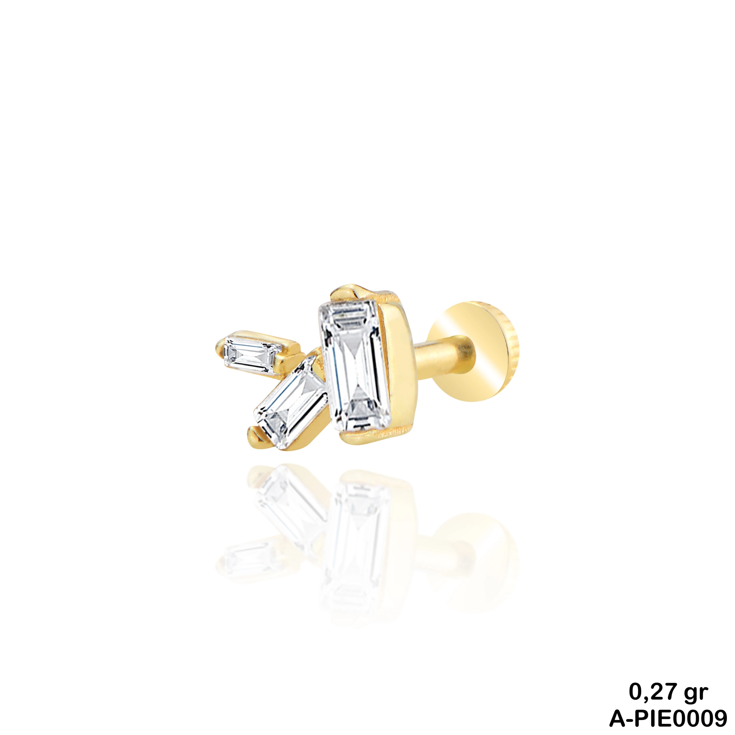 Baget Taşlı Altın Piercing
