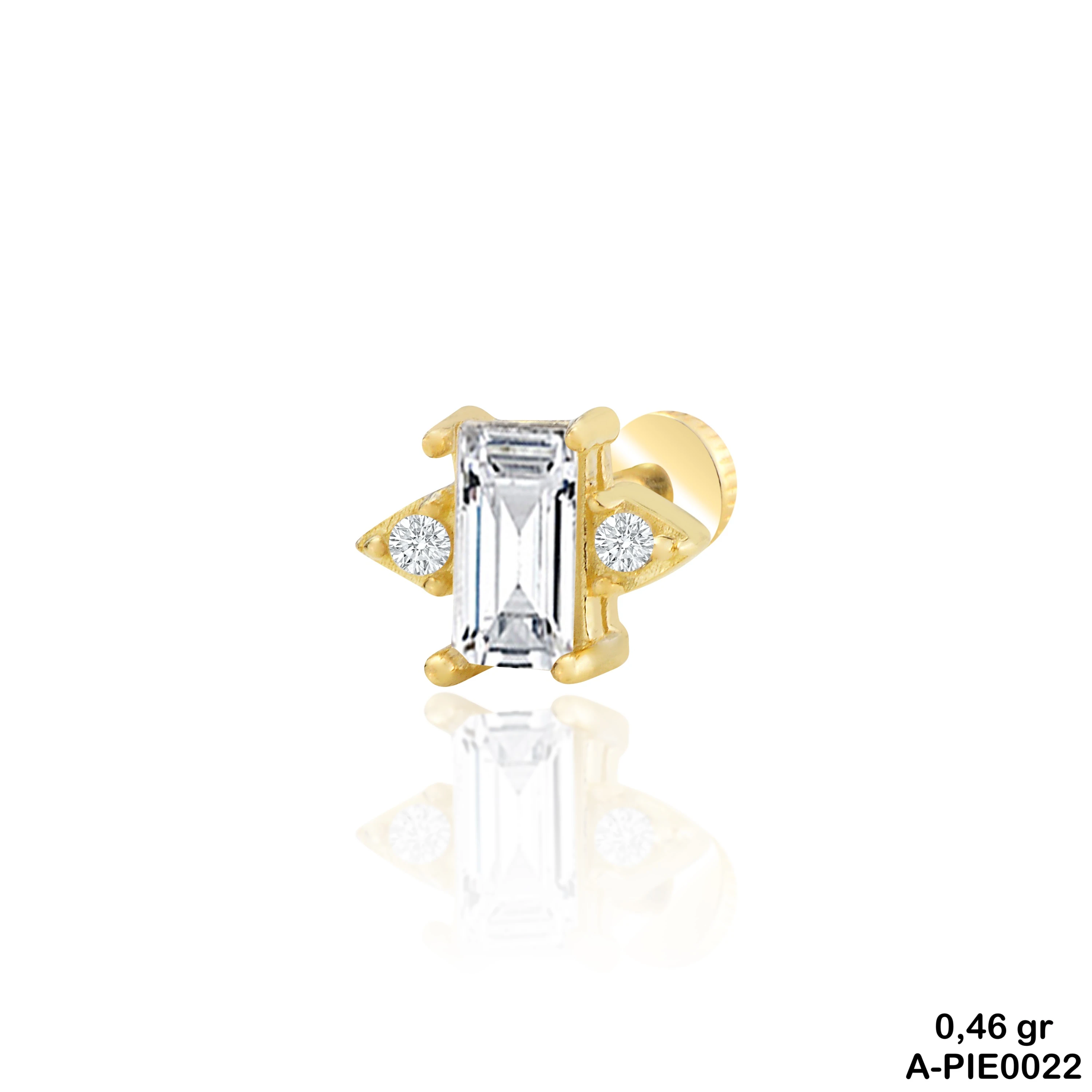Baget Taşlı Altın Piercing