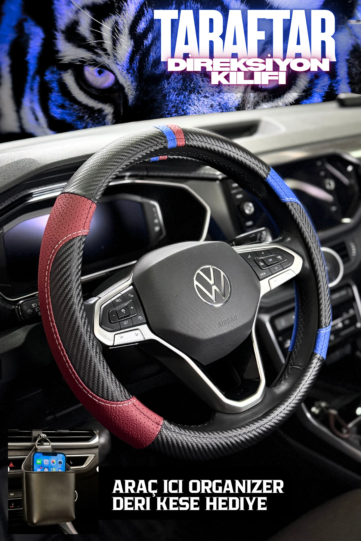 🎁 Hediyeli 🎁 Taraftar Geçmeli Direksiyon Kılıfı  - TRABZON