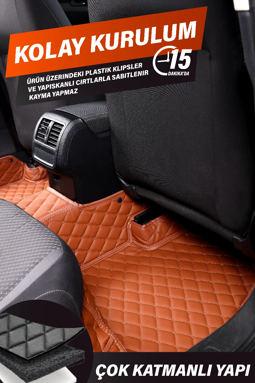 Araca Özel 7D Deri Taban Kaplama