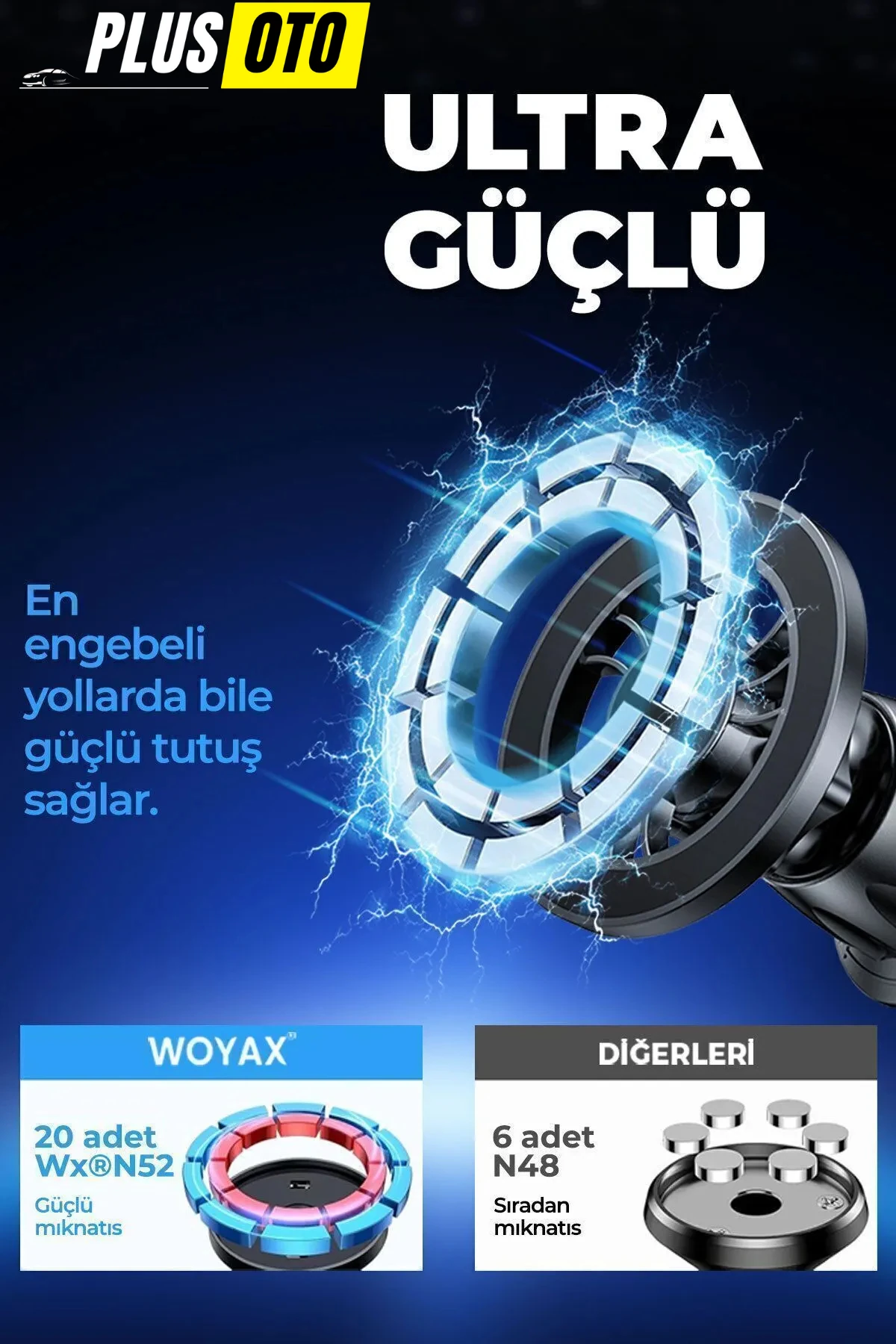 Güçlü Mıknatıslı Kancalı Araç İçi Telefon Tutucu - Magsafe iPhone Uyumlu Havalandırma İçin