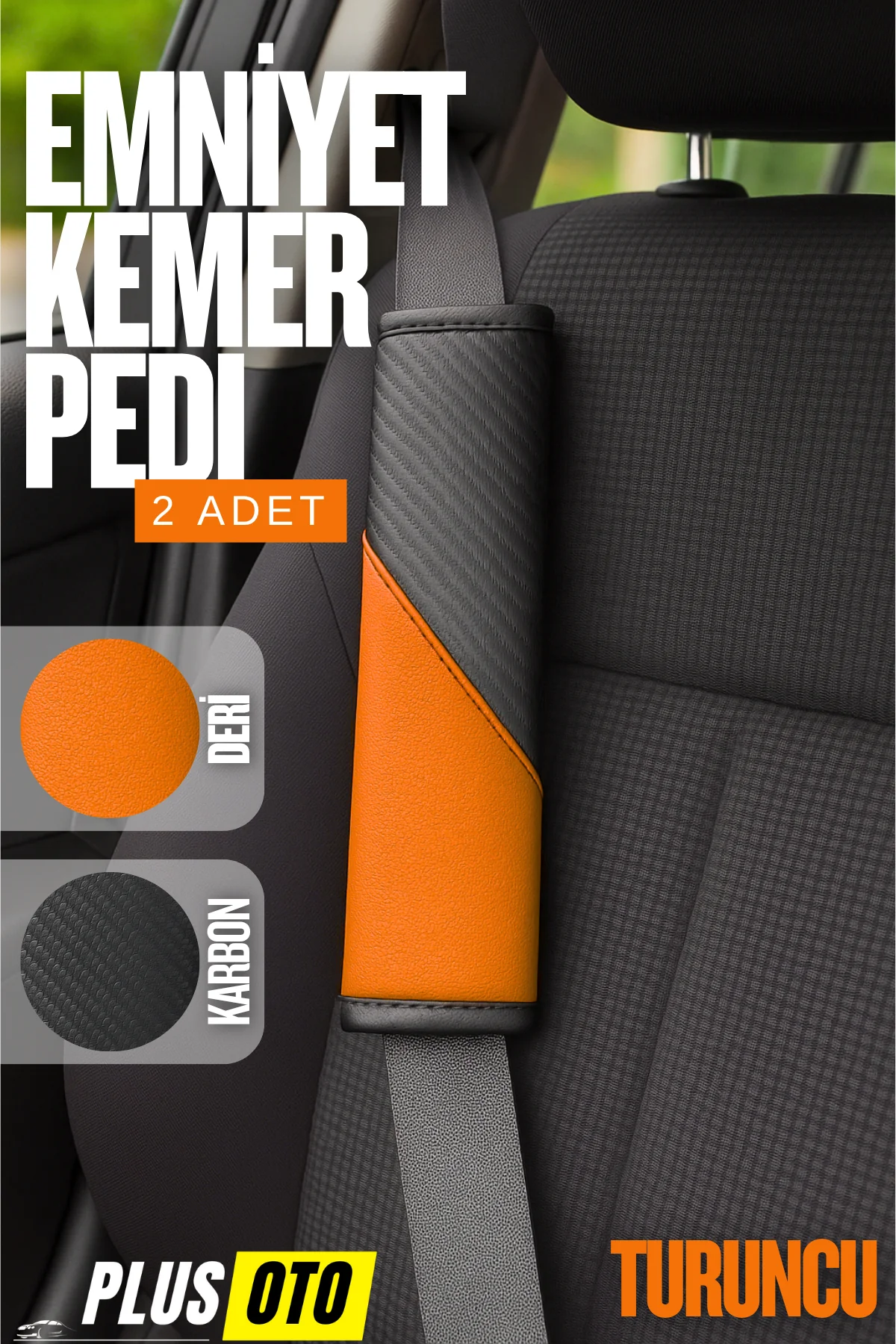 Karbon Emniyet Kemer Pedi 2 Adet  - TURUNCU
