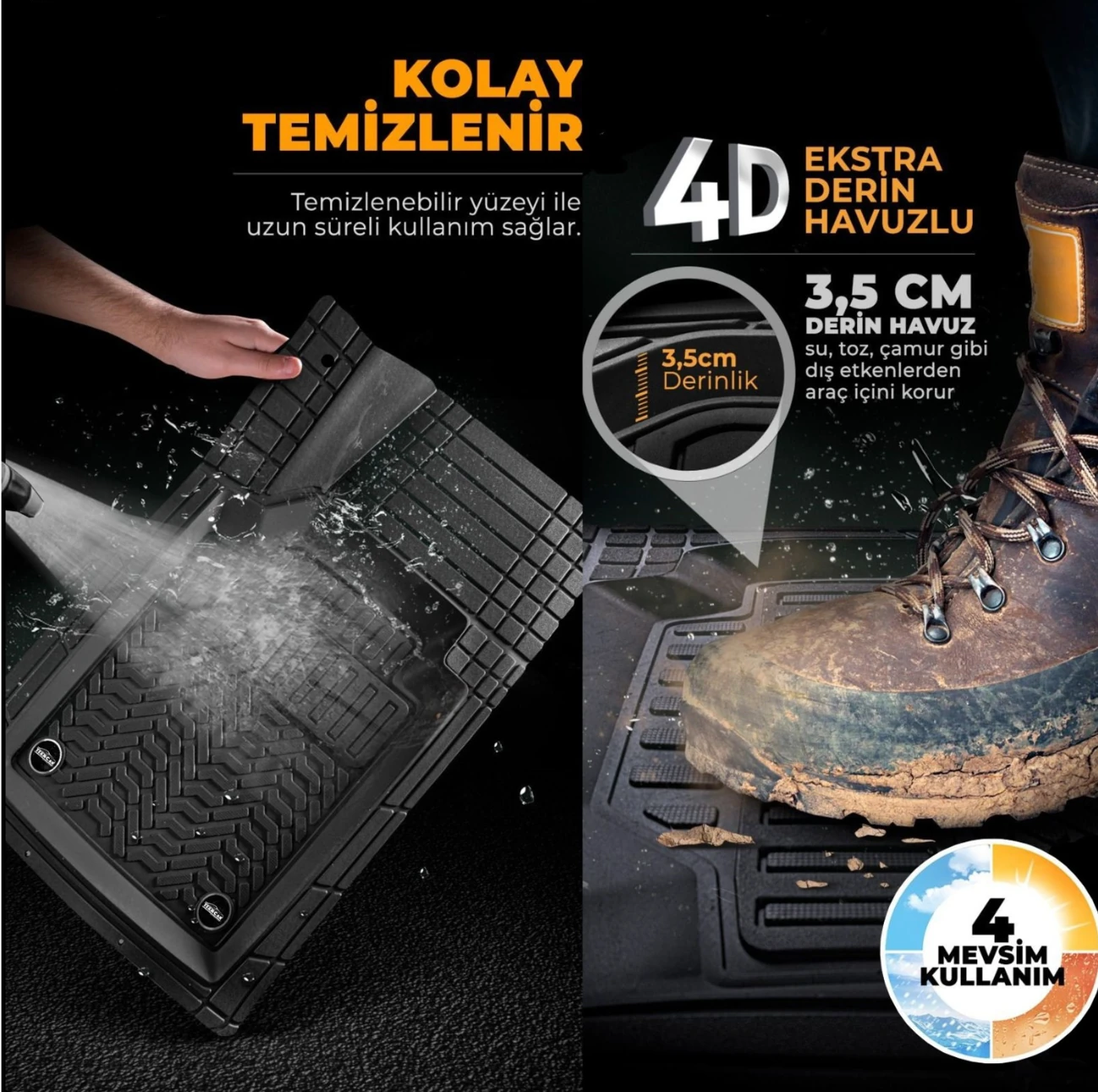 Maximum Serisi 4D Havuzlu Oto Paspas 5’li Takım Set