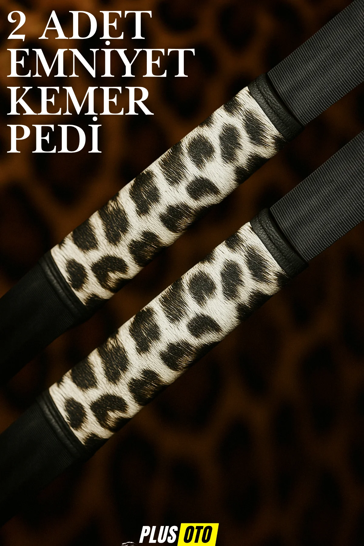 Full Leopar Direksiyon Kılıfı 2 Adet Emniyet Kemer Pedi