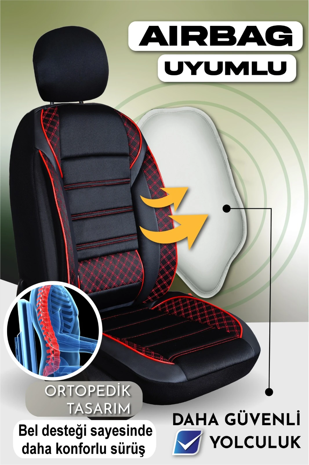 Vera Serisi 5'li Tam Takım Deri Detaylı Oto Koltuk Kılıfı 