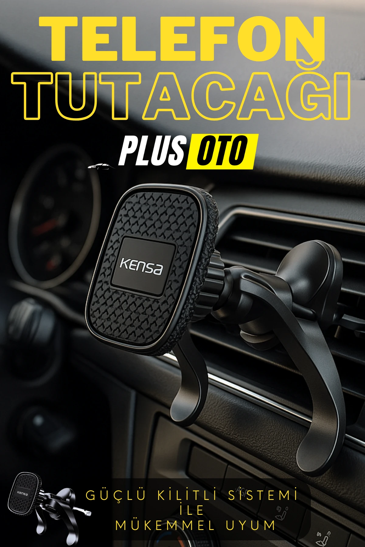 Kancalı Araç İçi Lüks Telefon Tutucu Araba Telefon Tutacağı Havalandırma Izgara Kilitli Ultra Sağlam