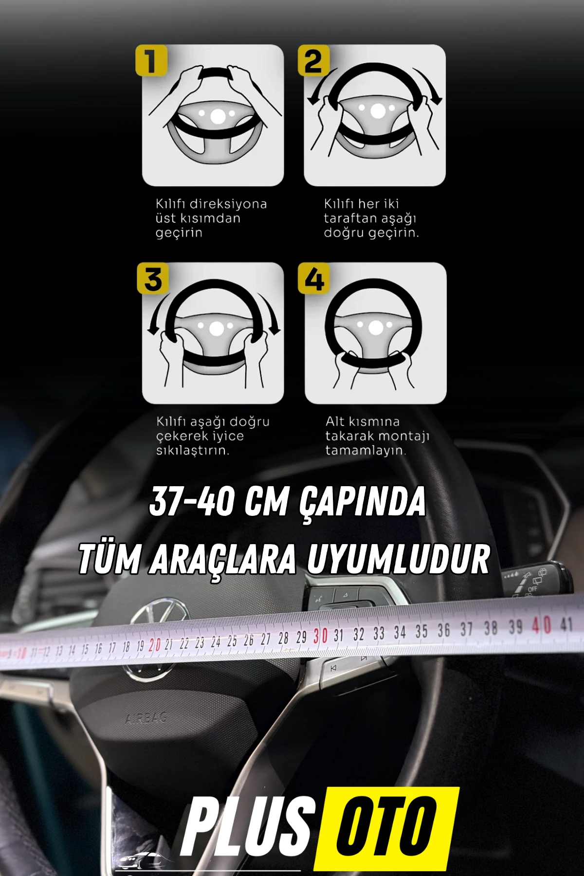 Özel Taşlı ve Karbon Detaylı Direksiyon Kılıfı 