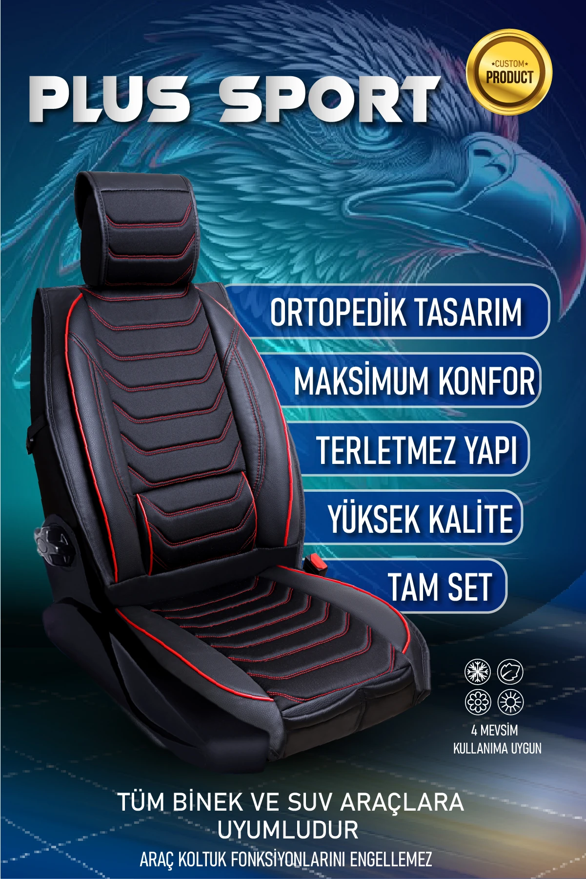 Sport Elegance 5’li Set Deri Oto Koltuk Kılıfı
