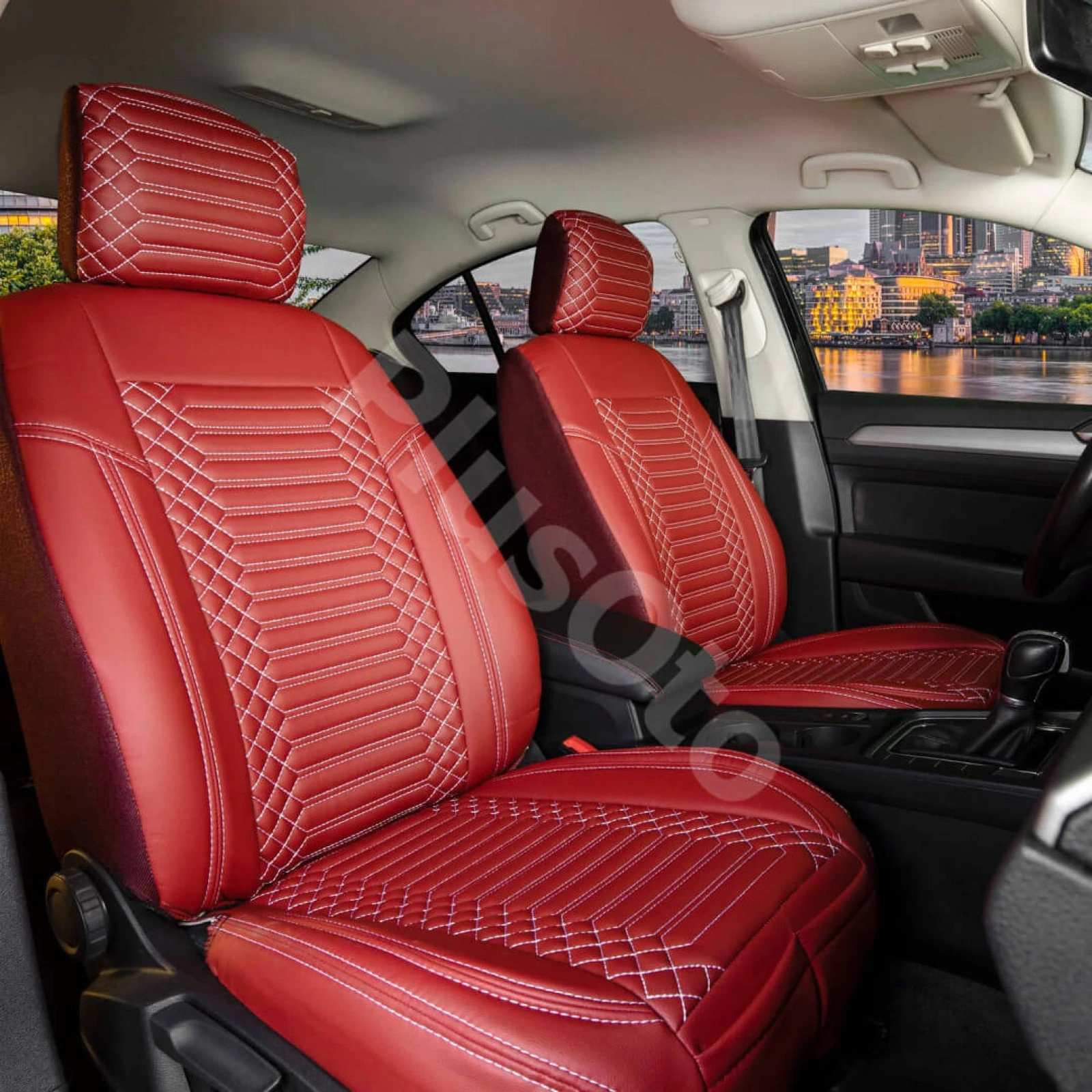 Star Full Deri 5’li Set Oto Koltuk Kılıfı - BORDO